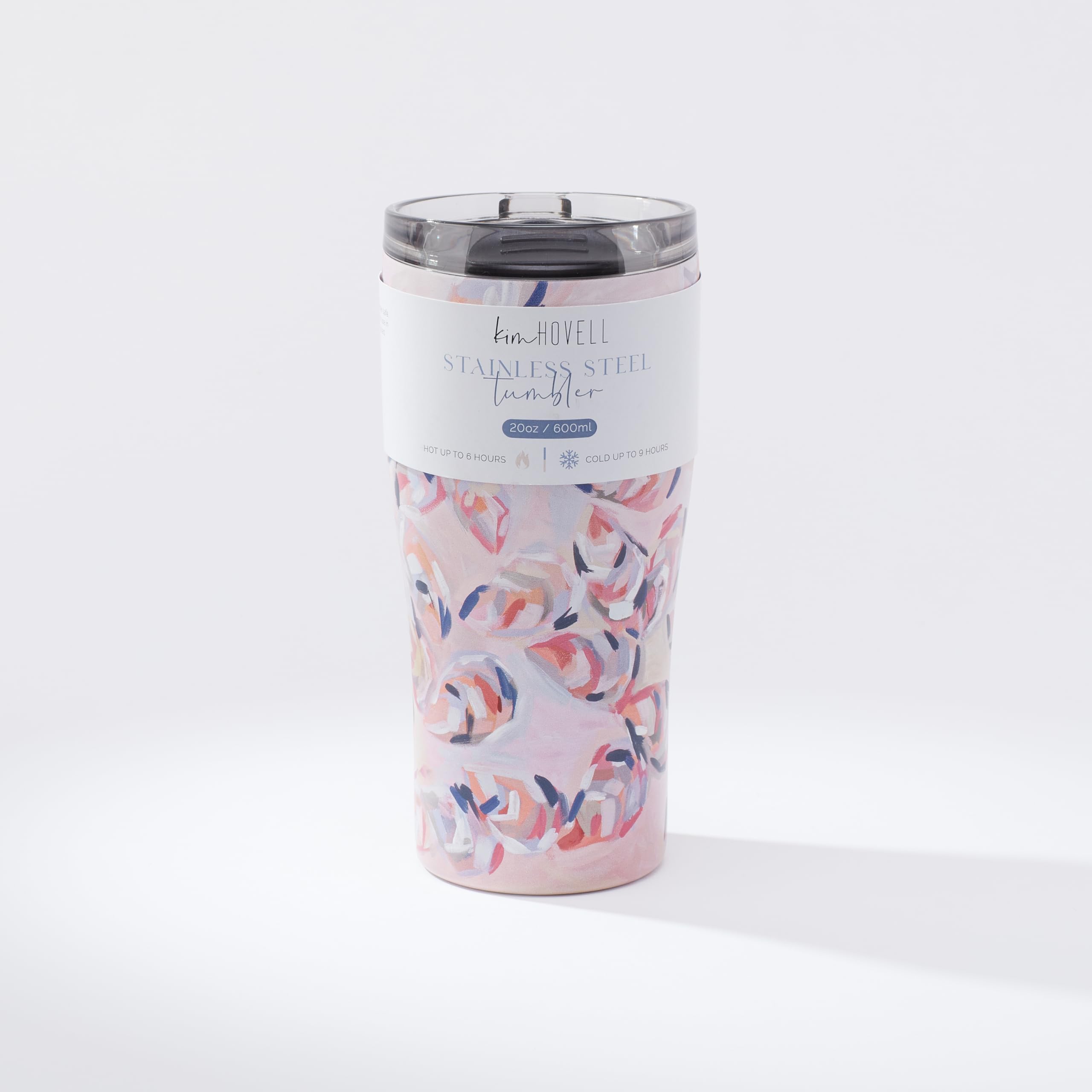 kimhovell 20oz Pink Insulated Tumbler | Stainless Steel Coffee Mug with Oyster Shells | Coastal Themed Drinkware for Hot & Cold