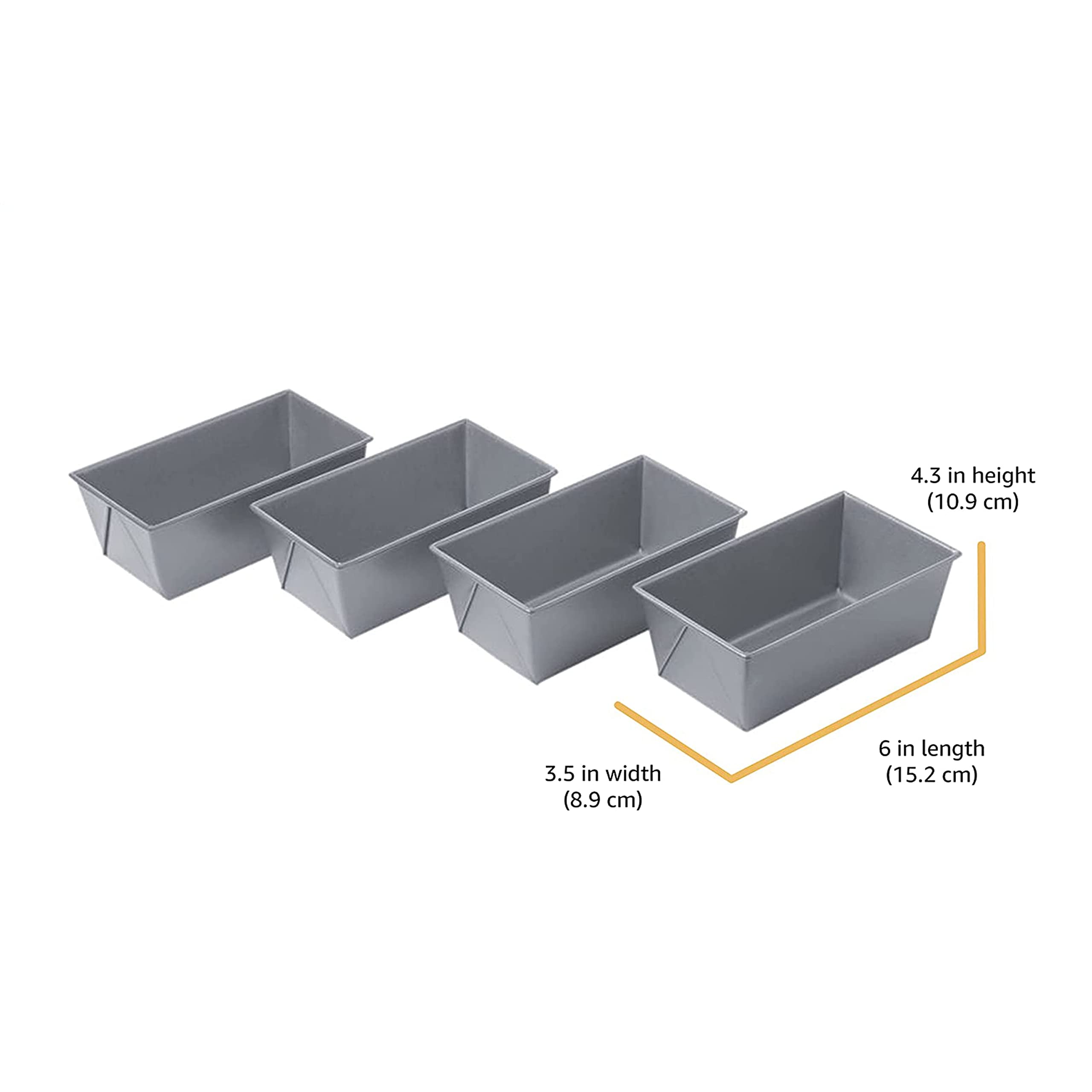 Chicago Metallic Commercial II Non-Stick Mini Loaf Pans  5-3/4 by 3-1/4 by 2-1/4-Inch  Gray   4 Count (Pack of 1)