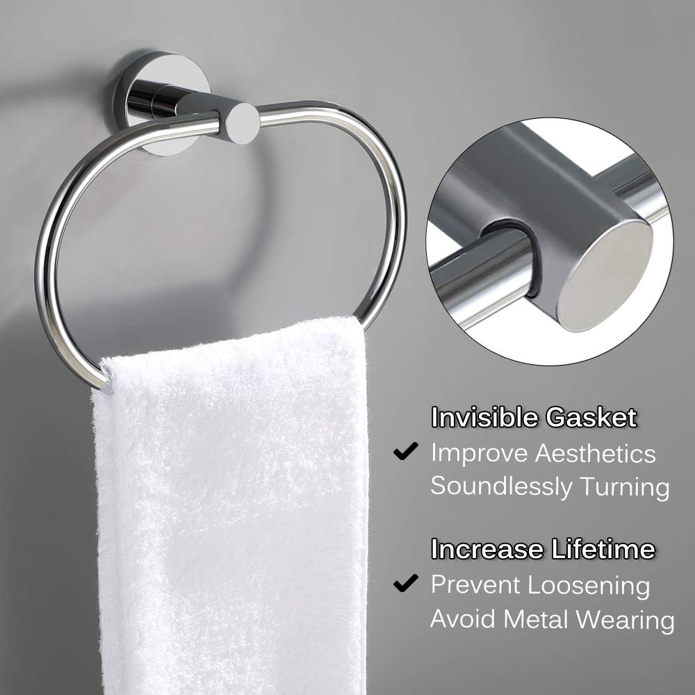 Hand Towel Ring  Angle Simple Stainless Steel Bathroom Towel Holder  Kitchen Towel Hanger  Swivel Towel Rack for Wall or Cabinet  Chrome