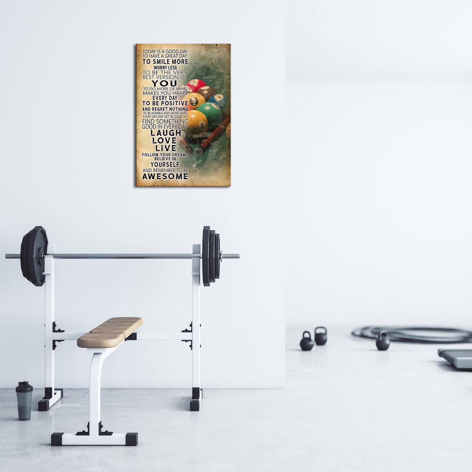 Billiard Pool Vintage Positive Inspirational Quotes Wall Art Framed Motivational Poster Canvas Today Is A Good Day Snooker Theme