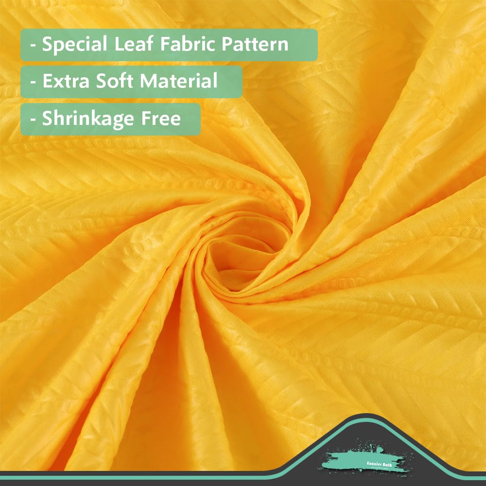 Eazzier Bath Yellow Fabric Shower Curtain Or Liner - Leaf Weave Textured Thin Cloth Shower Curtains For Bathroom, Hotel Luxury L