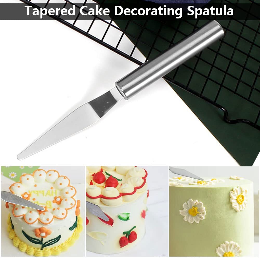 3 Pack Cake Decorating Icing Spatulas Stainless Steel, Icing & Decorating Spatulas, Lightweight & Flexible Offset Spatula, Angle
