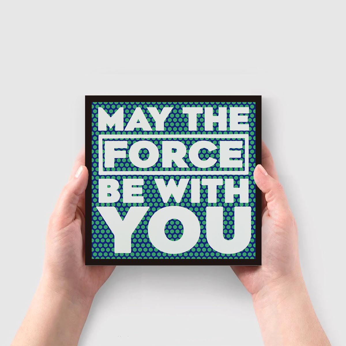 Funny Office Decor May The Force BE with You Wooden Box Sign Home Office Desk Decor for Men Women, Office Shelf Cubicle Table Wa