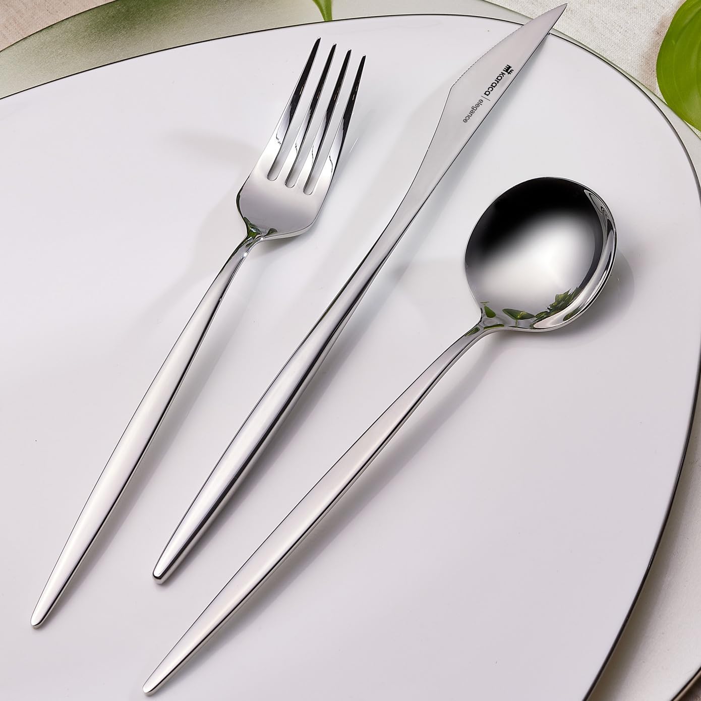 Karaca New Porto Elegance 60-Piece Cutlery Set For 12 People, Tablespoons, Table Forks, Premium Quality, Healthy And Hygienic, M