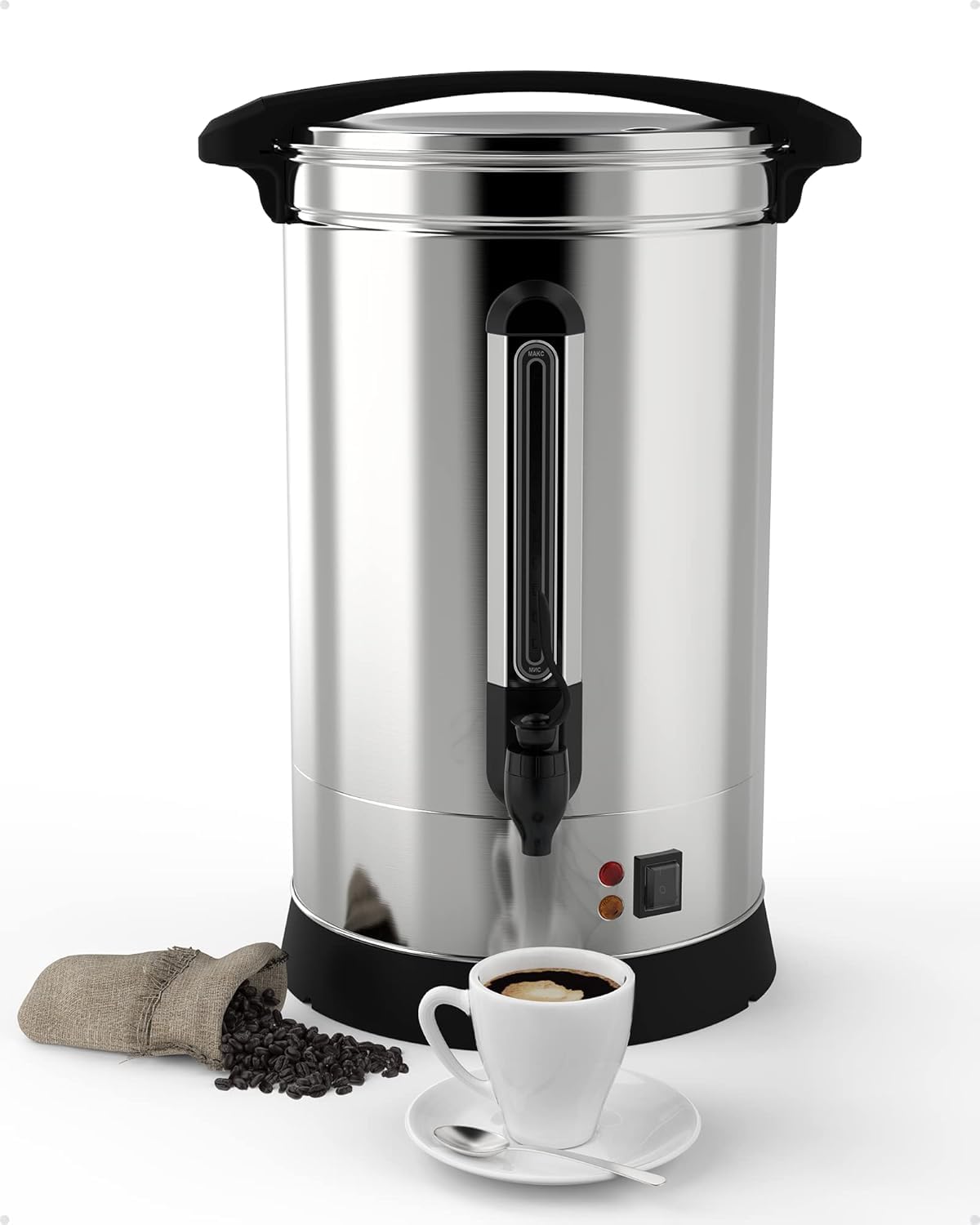 Garvee Coffee Urn 120 Cups/18L, Stainless Steel Commercial Coffee Maker 4.8 gal Electric Large Hot Beverage Hot Water Dispenser 
