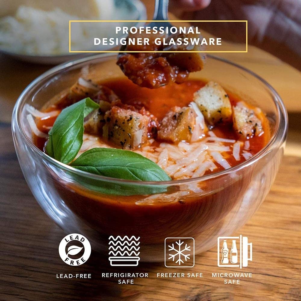 Gracesdawn High Temperature Resistant Double Layer Glass Bowl Borosilicate Heat-Resistant Glass Tableware Transparent Fruit Sala