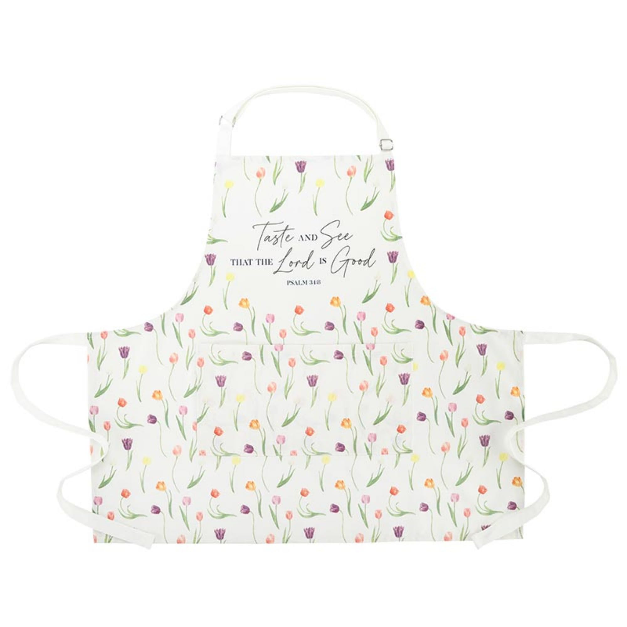 Faithworks Kitchen Aprons  Full Coverage Inspirational Cotton Canvas Floral Apron With Scripture, One Size, Taste & See
