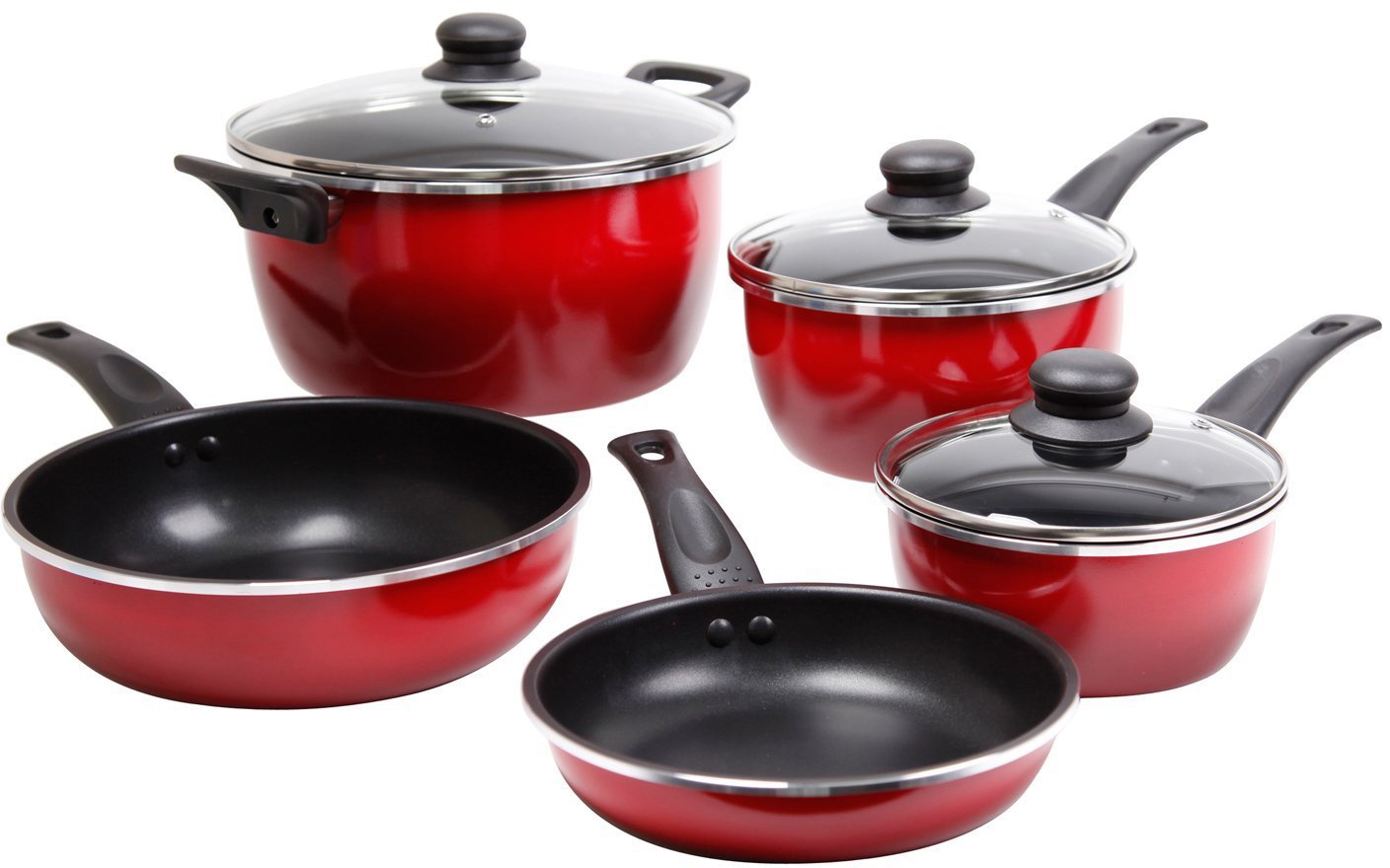 Gibson Oster Welford 8Piece Cookware Set, Red