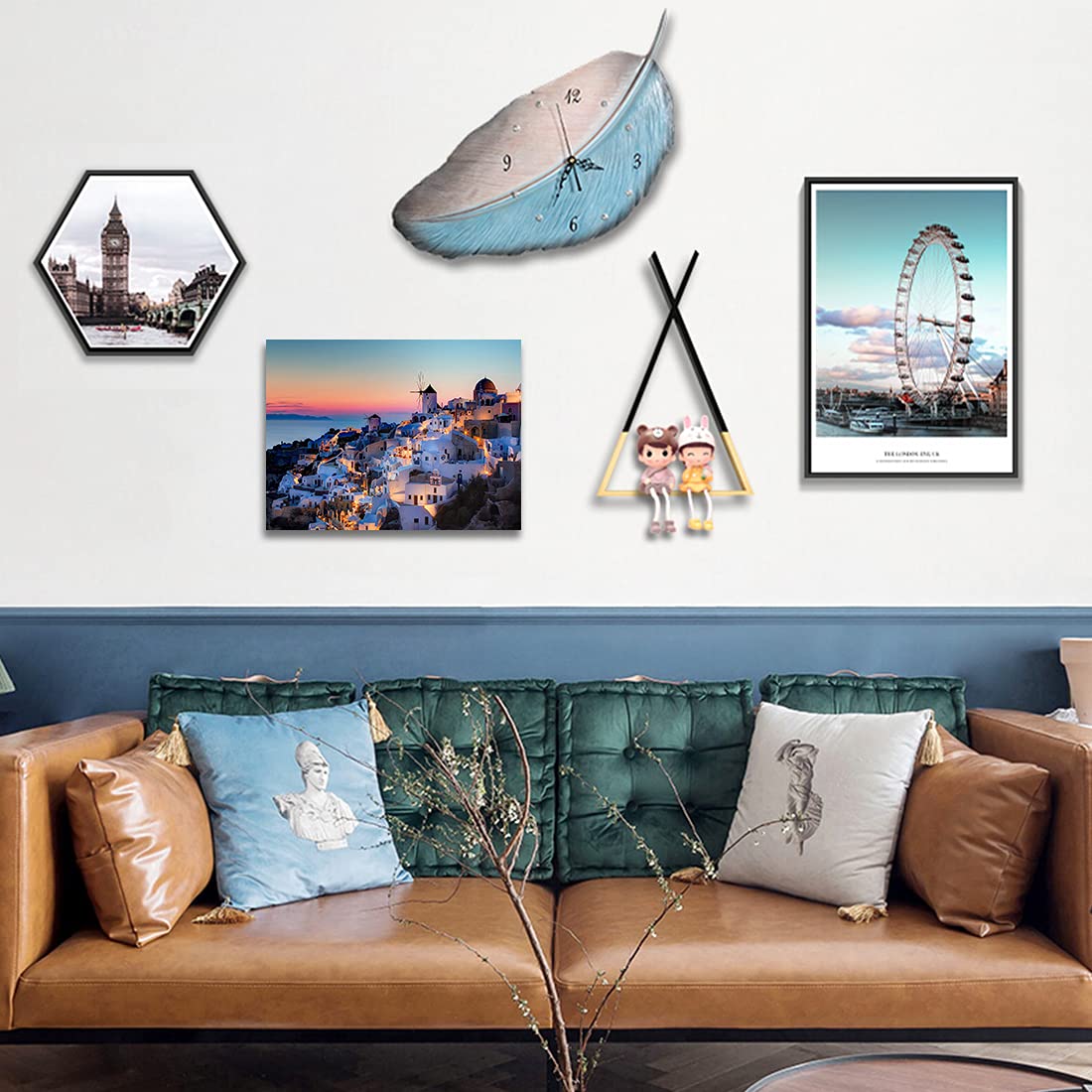 Qtespeii Santorini Island Wall Art Greece Nature Landscape Picture Canvas Prints Seascape In The Sunset Painting For Bathroom Be