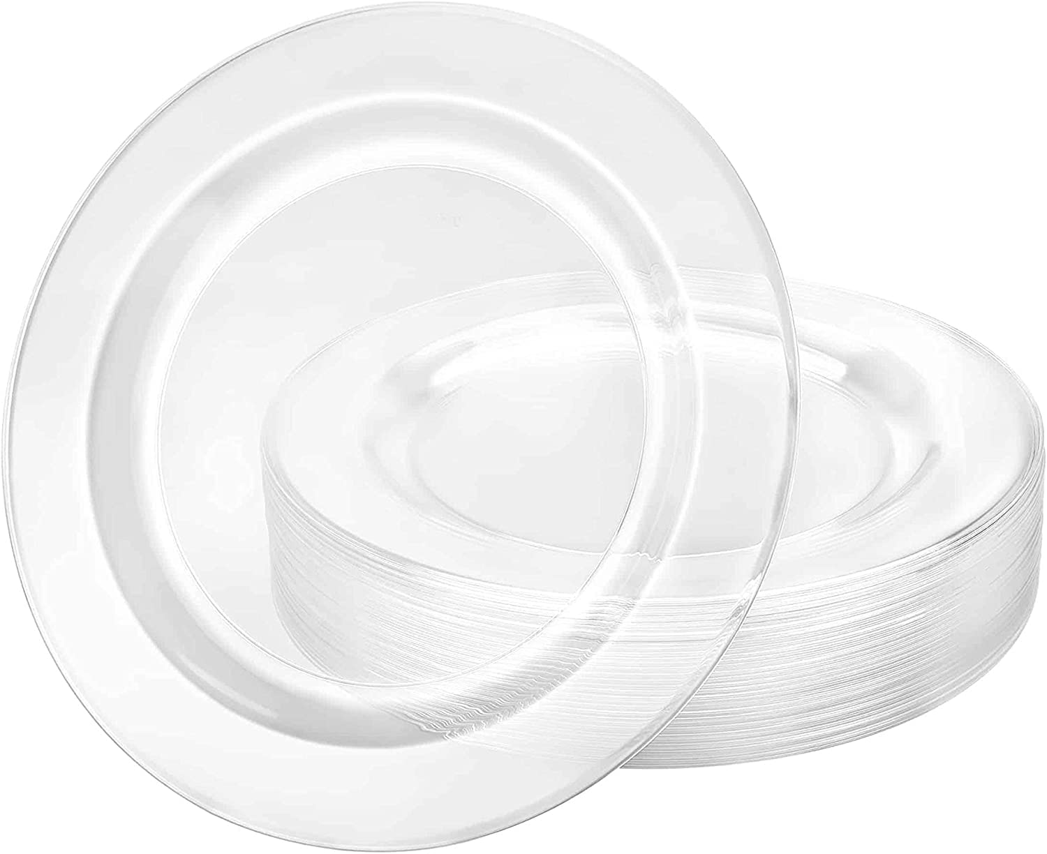 Premium Quality Heavyweight Plastic Plates China Like. Wedding And Party Dinnerware Plastic Plates 6.25 Inc Clear-Value Pack 40