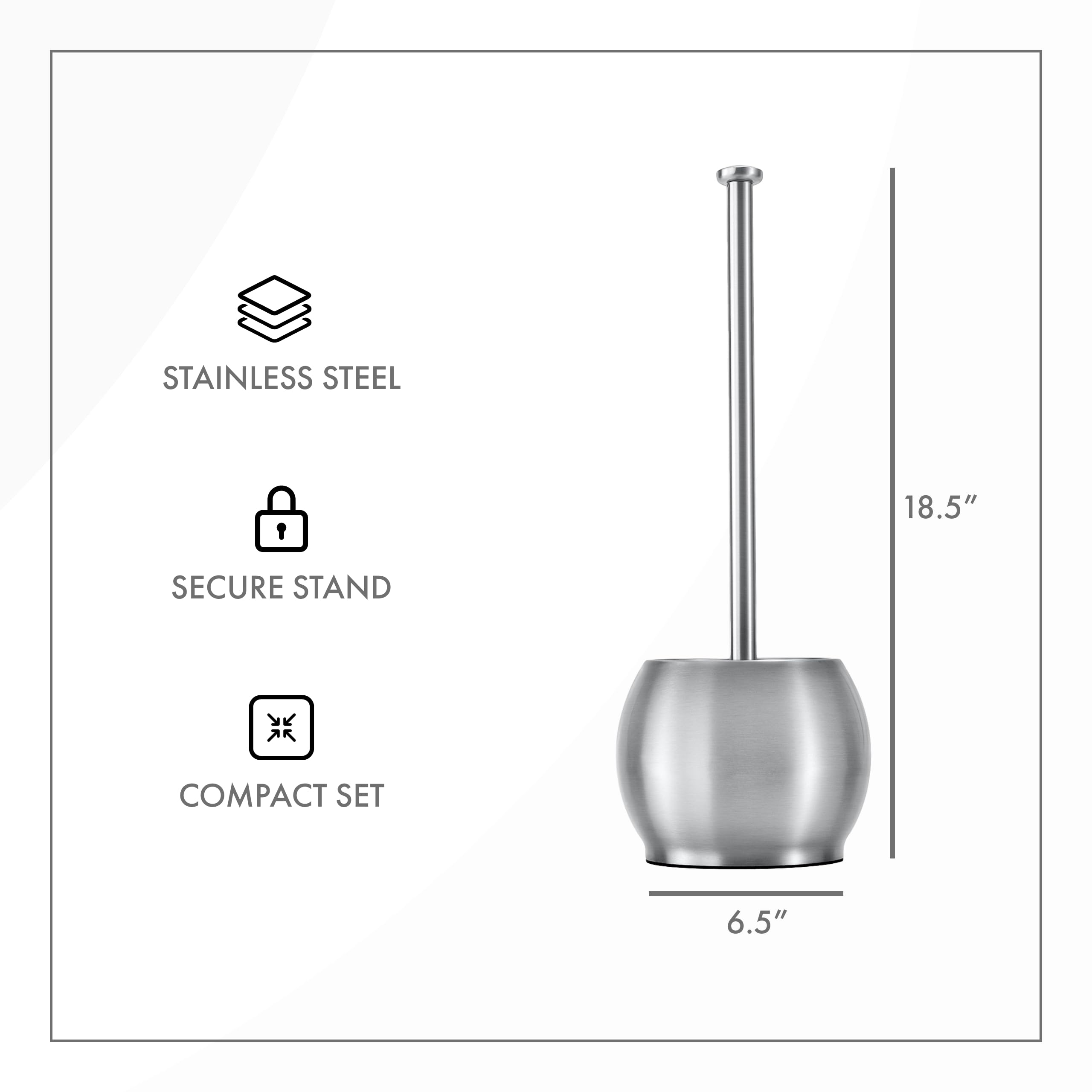 Toilettree Products Stainless Steel Plunger - Heavy Duty Toilet Bowl Plunger With Holder For Bathroom Essentials And House Clean