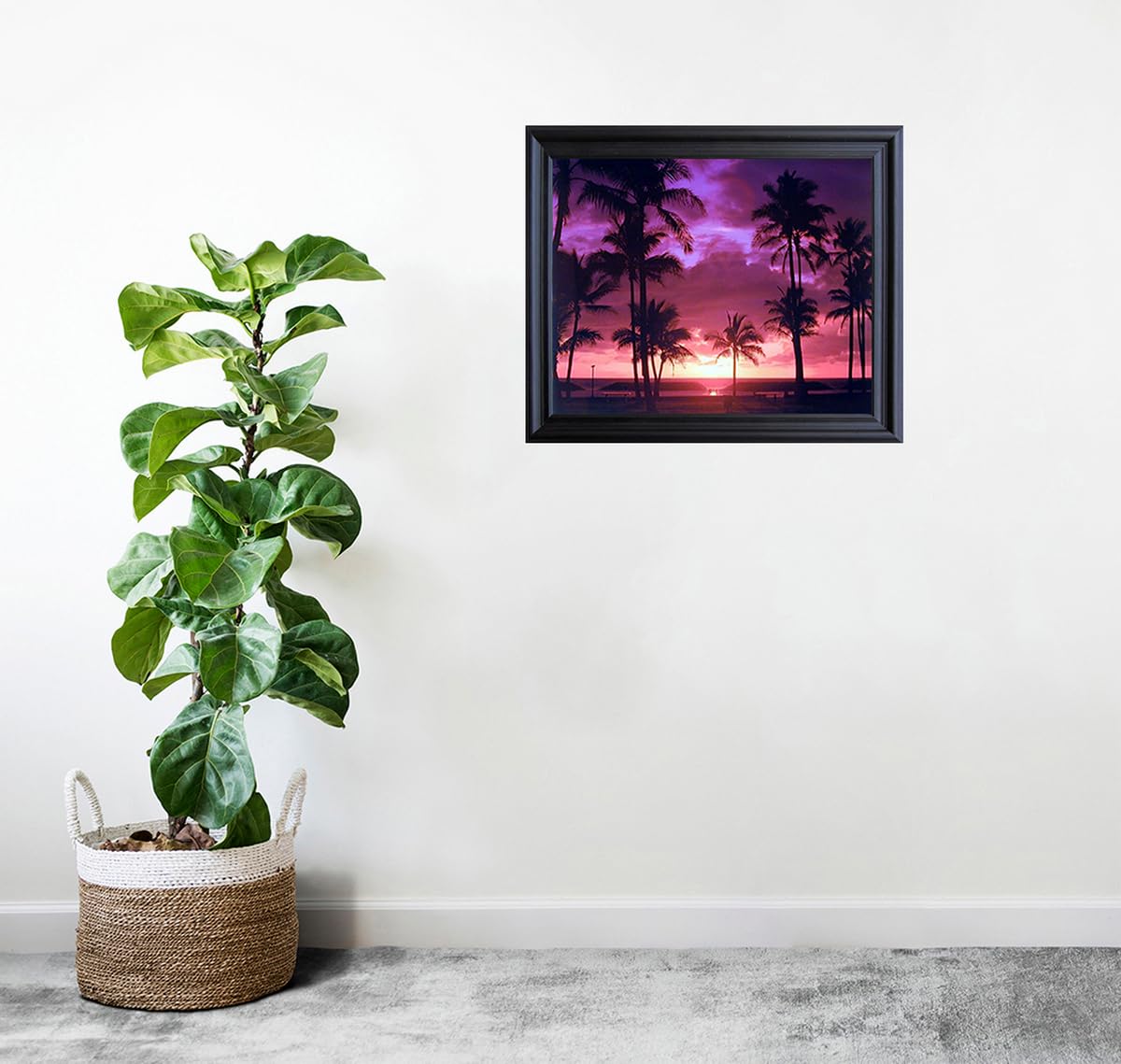 Purple Tropical Sunset Landscape Scenery Wall Decor Art Print Poster (16X20)