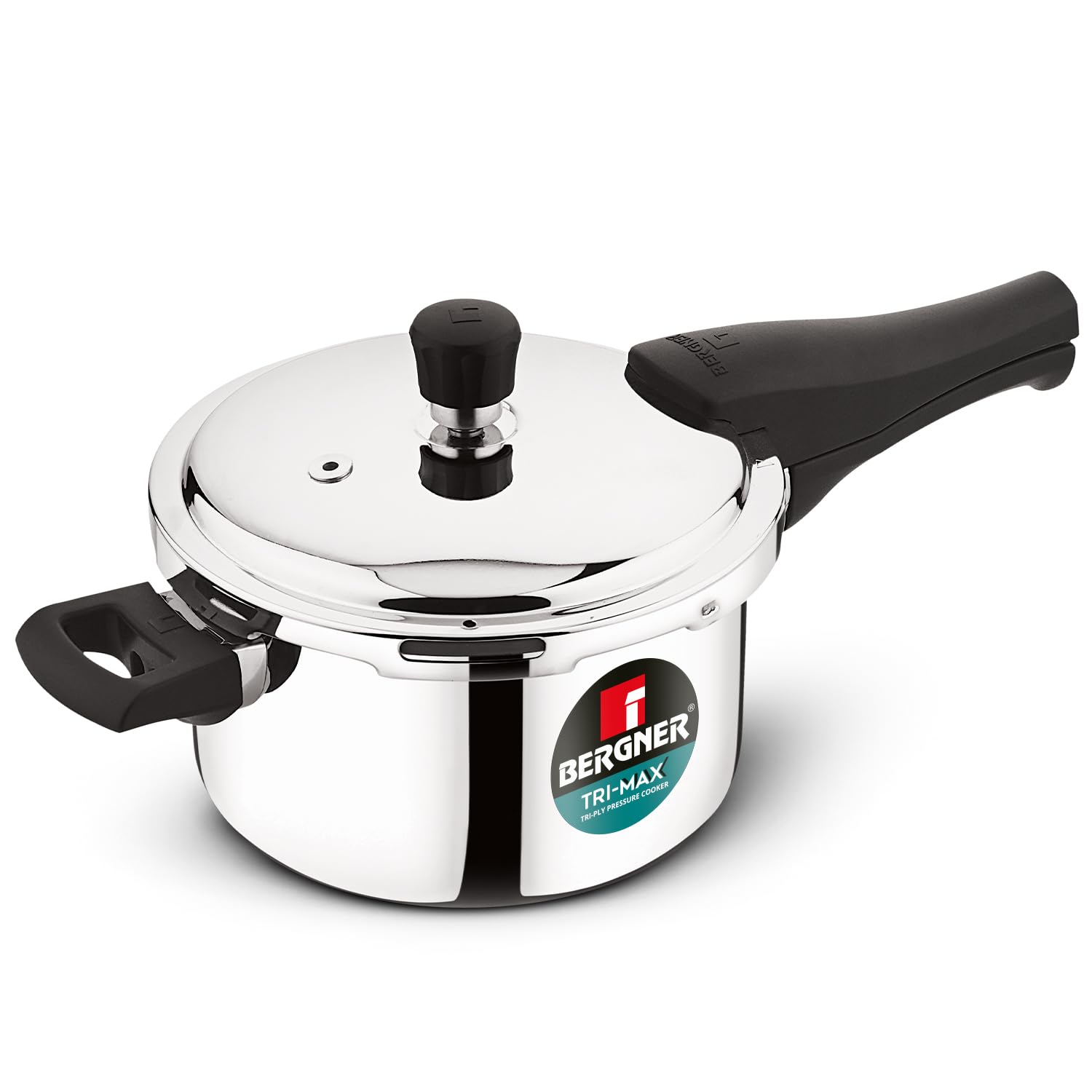 Bergner Tri-Max 6.5 Litres Triply Outer Lid Pressure Cooker, Triply Body, Healthy Cooking, Durable Bakelite Handle, Safety Valve