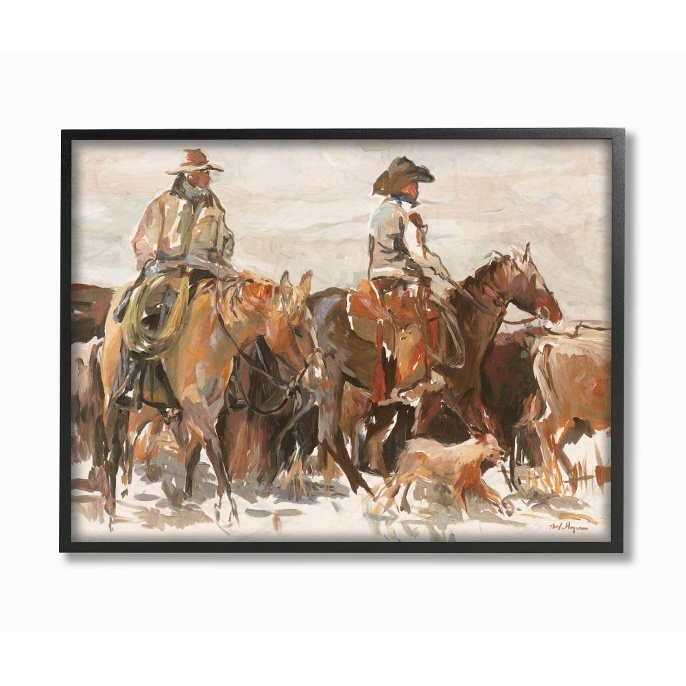 Stupell Industries Cowboys And Horses Farm Western Painting