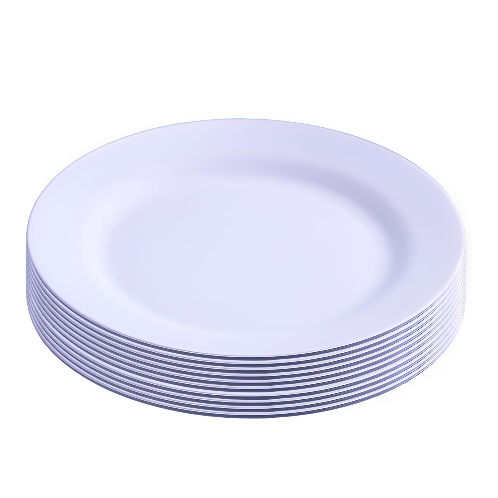 Incauca Set of 10 Wheat Straw Dinner Plates, 10 Inch Reusable Plastic Dessert Plates, Unbreakable Round Flat Serving Dish for Sa