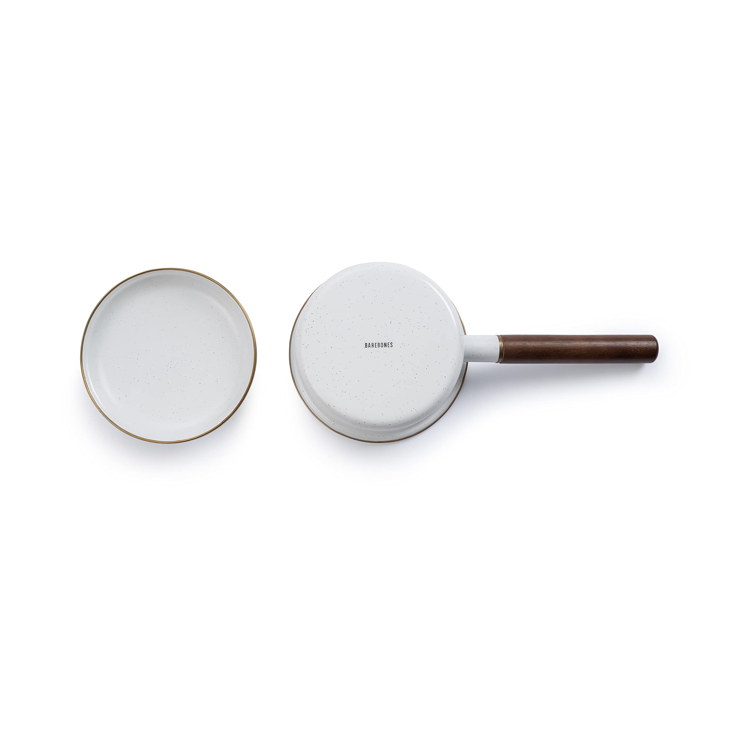 Barebones Enamel Saucepan - Steel Cooking Pot For The Kitchen And Camping, Durable Sauce Pan With Lid (Eggshell)