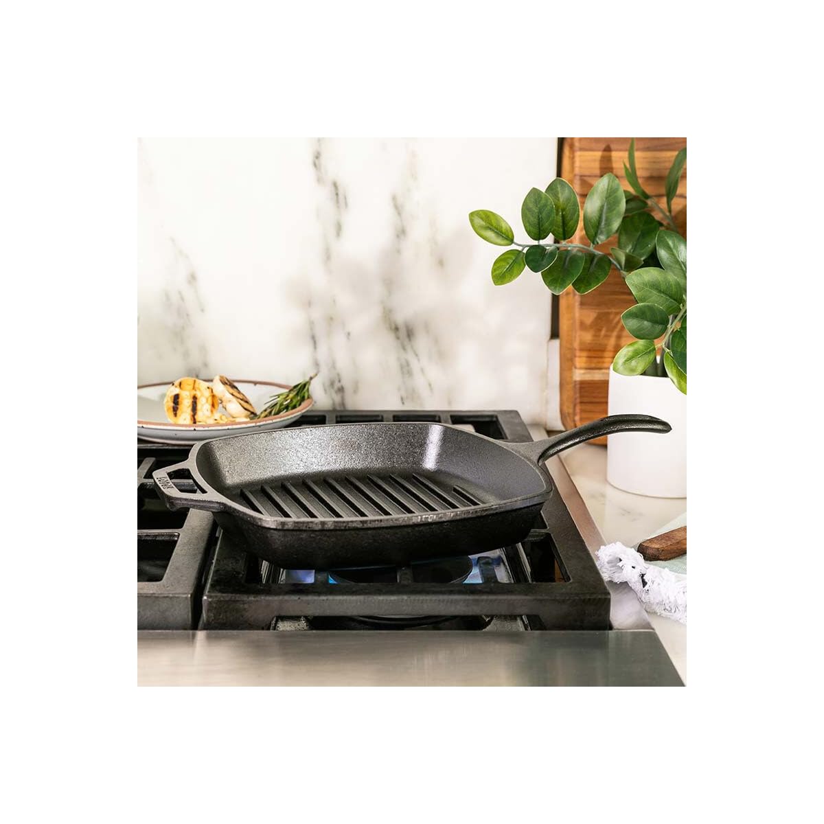 Lodge Cast Iron Grill Pan 26.67 Cm / 26.67 Cm, Cast Iron, Black, 26.7 Cm (10.5 Inches)