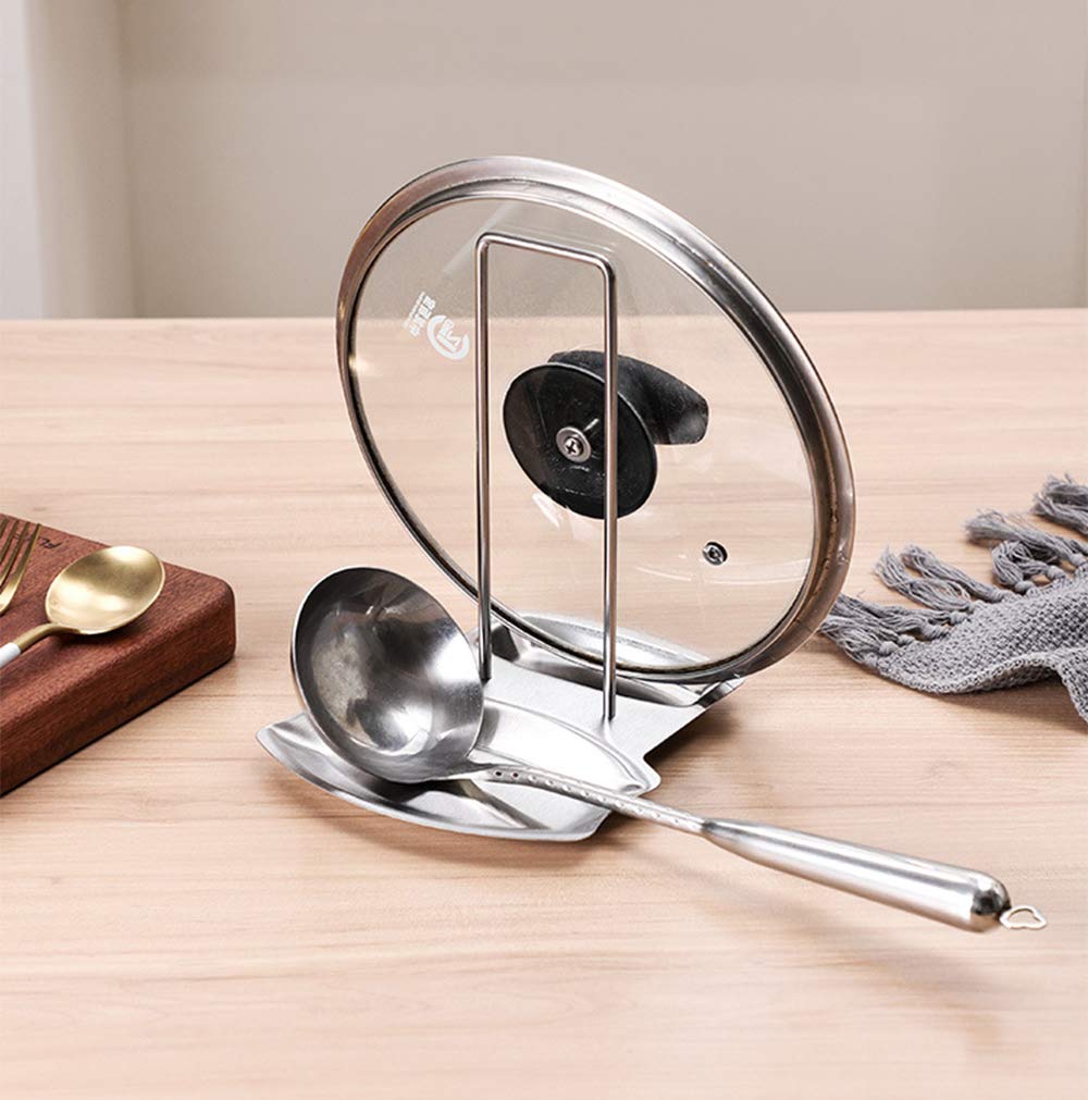 Lawei 3 Pack Lid And Spoon Rest - Pot Lid Holders Stainless Steel Pan Lid Organizer For Pots Pans Spoons