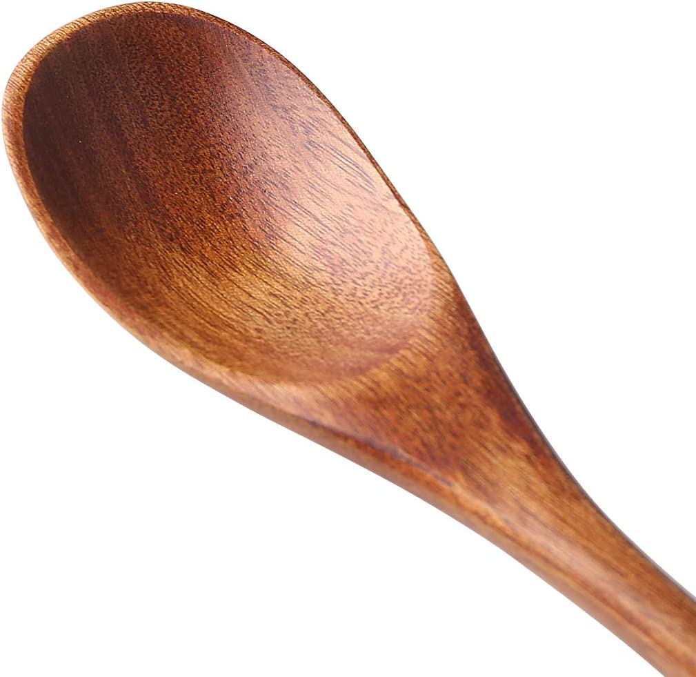 Long Handle Wooden Spoon For Mixing Coffee Tea Jam And Bath Salt In Kitchen, Environmentally Friendly Table Spoon, 8.6 Inches,4