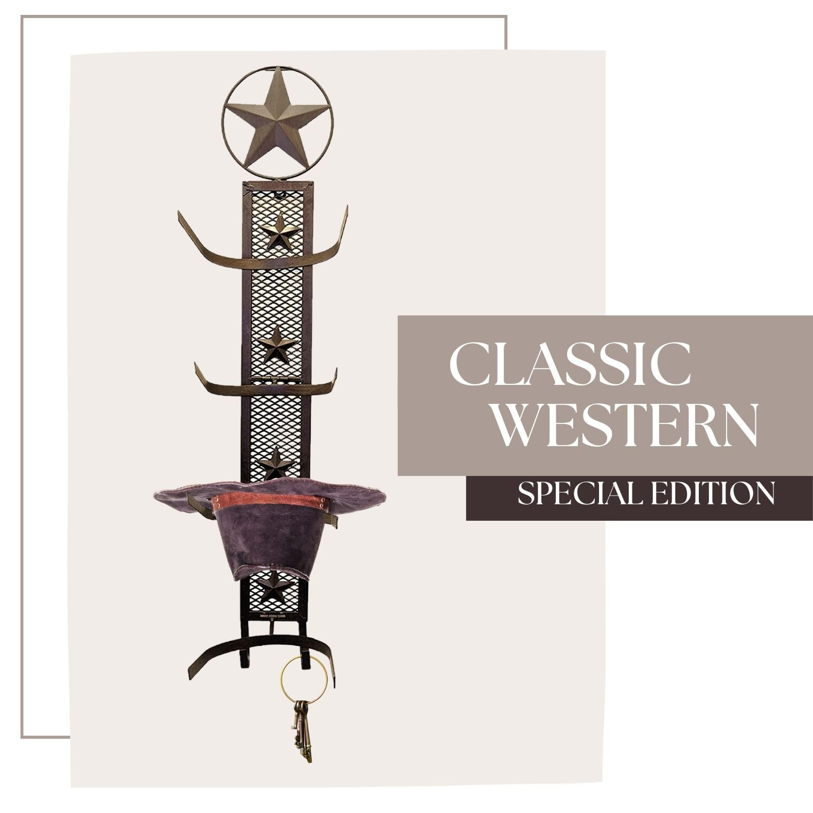 Bestgiftever Metal Star 4 Cowboy Hat Rack Fold-Up Wall Hanging Decoration Rustic Western Style - Rustic Metal Cowboy Hat Display