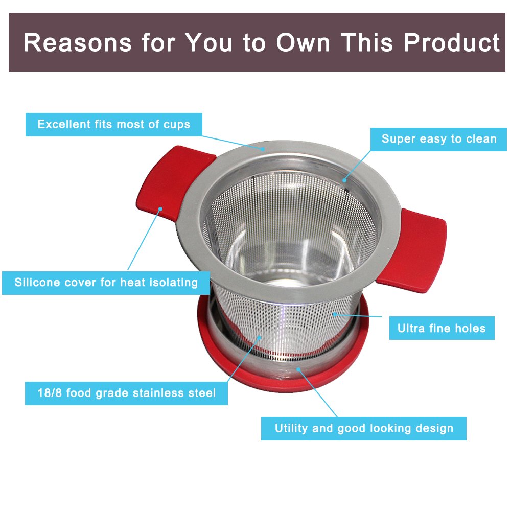 18/8 Stainless Steel Tea Infuser With Large Capacity & Perfect Size Double Handles, Sourceton Loose Leaf Tea Mesh Strainer For H