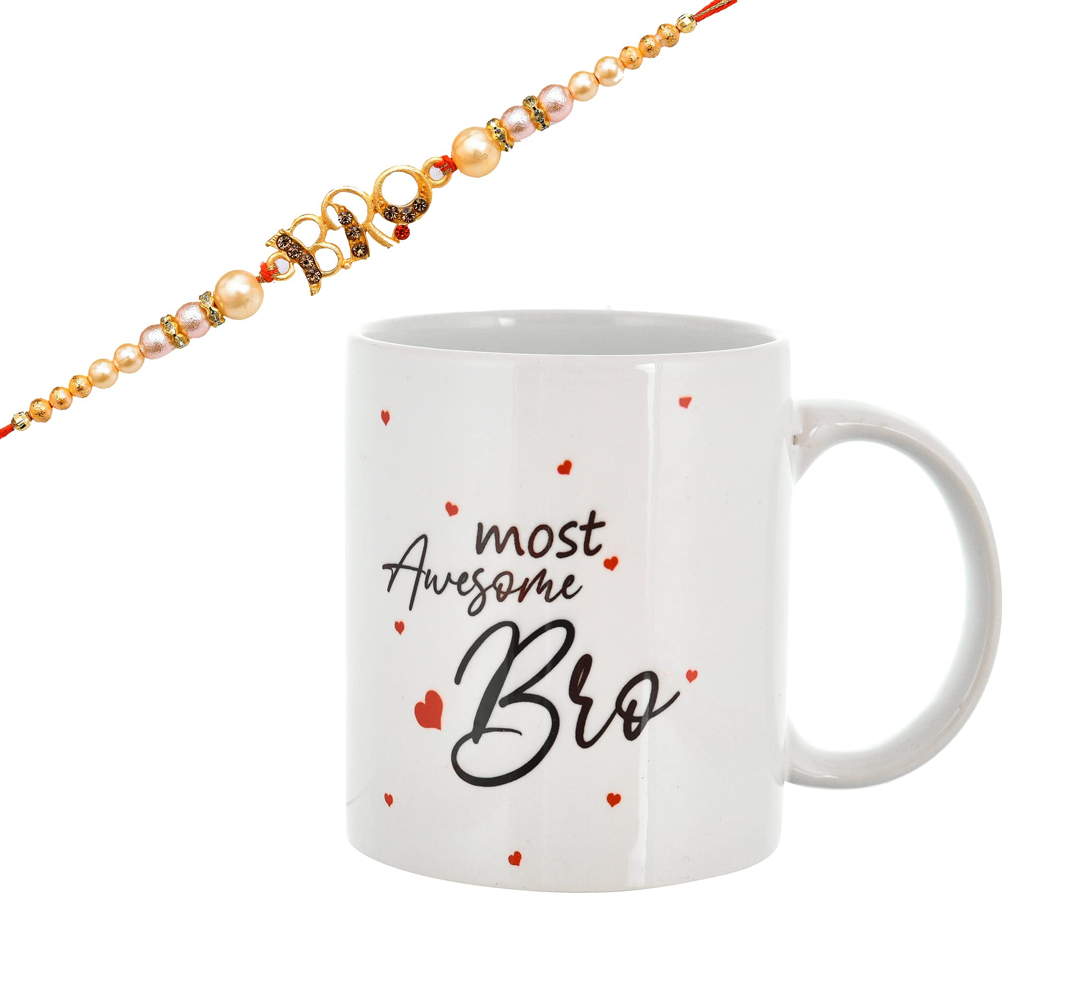 Pride Store Rakhi Rakhi for Brother Most Awesome Bro Printed Mug Gift Set of Mug 330ml Gift Best Rakhi Gift for Brother Rakhi fo