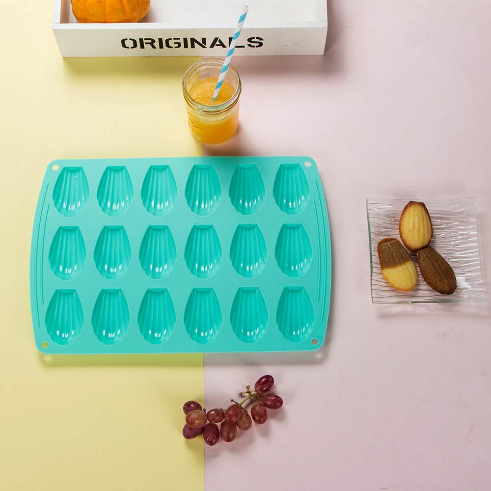 Webake Madeleine Pan 18 Cavity Silicone Madeleine Mold For Small Cake, Candy And Cookies
