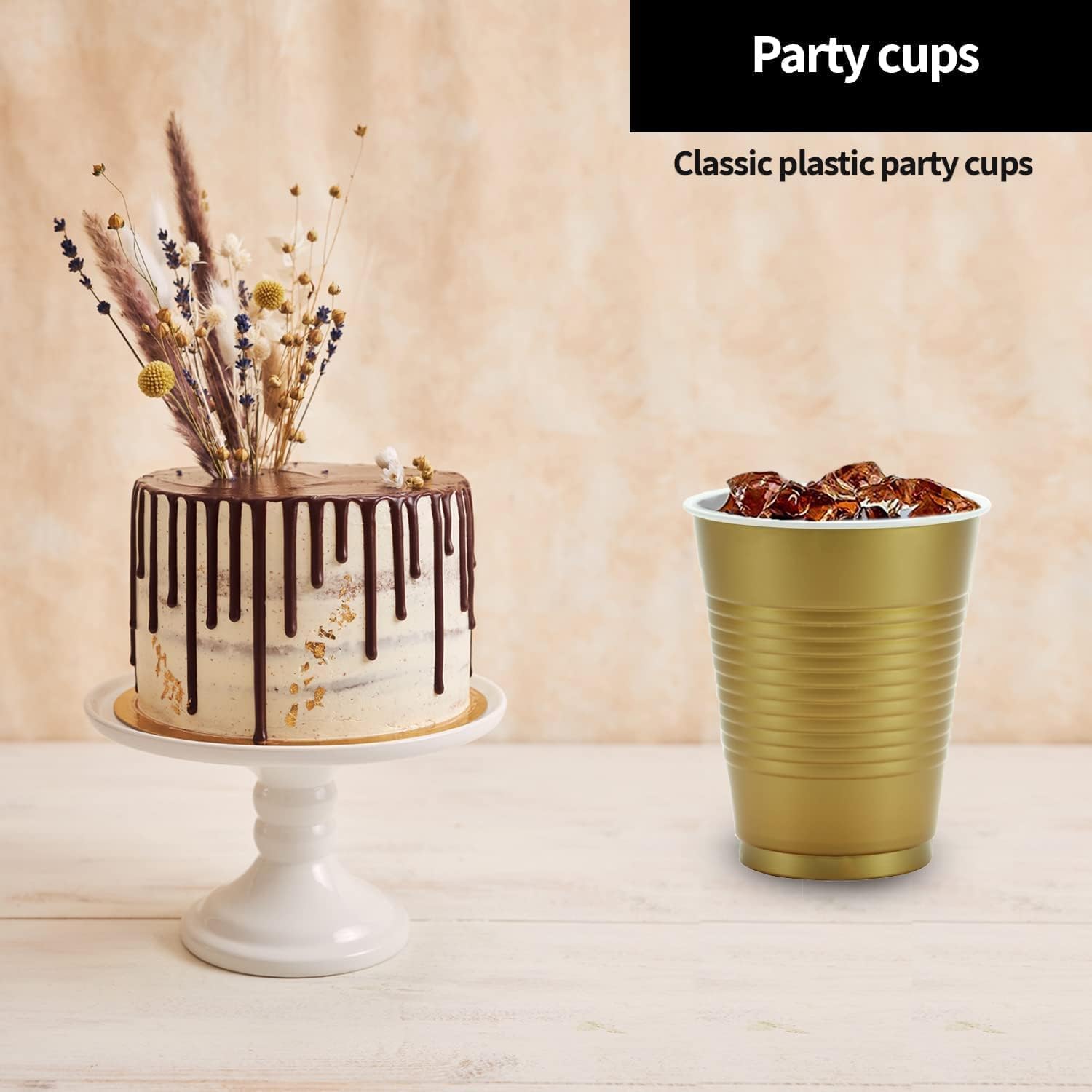 Hanna K. Signature 50 Count Plastic Cup, 18-Ounce, Gold