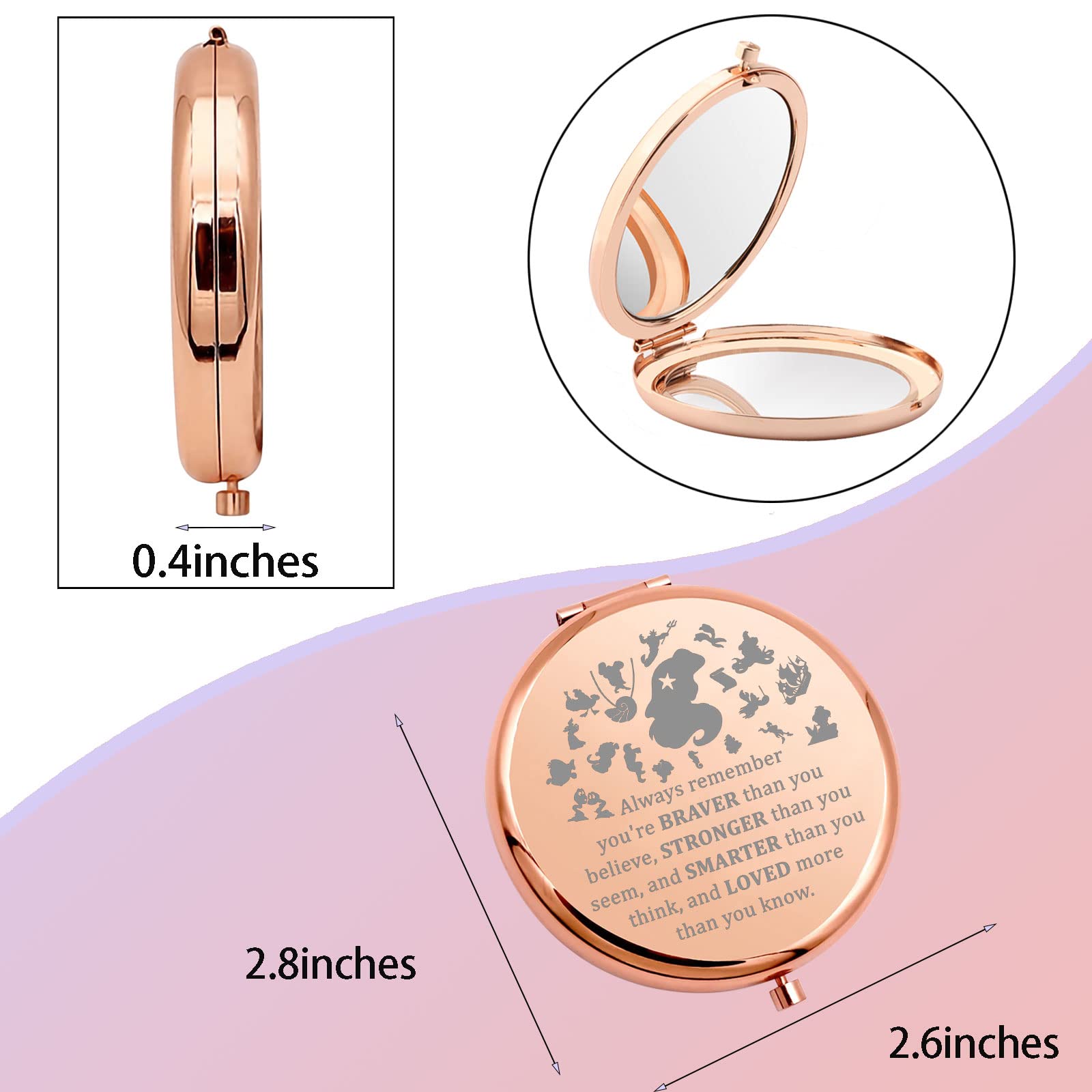 Wsnang Mermaid Makeup Mirror Princess Fans Gift You Are Braver Stronger Smarter Than You Think Travel Compact Pocket Makeup Mirr