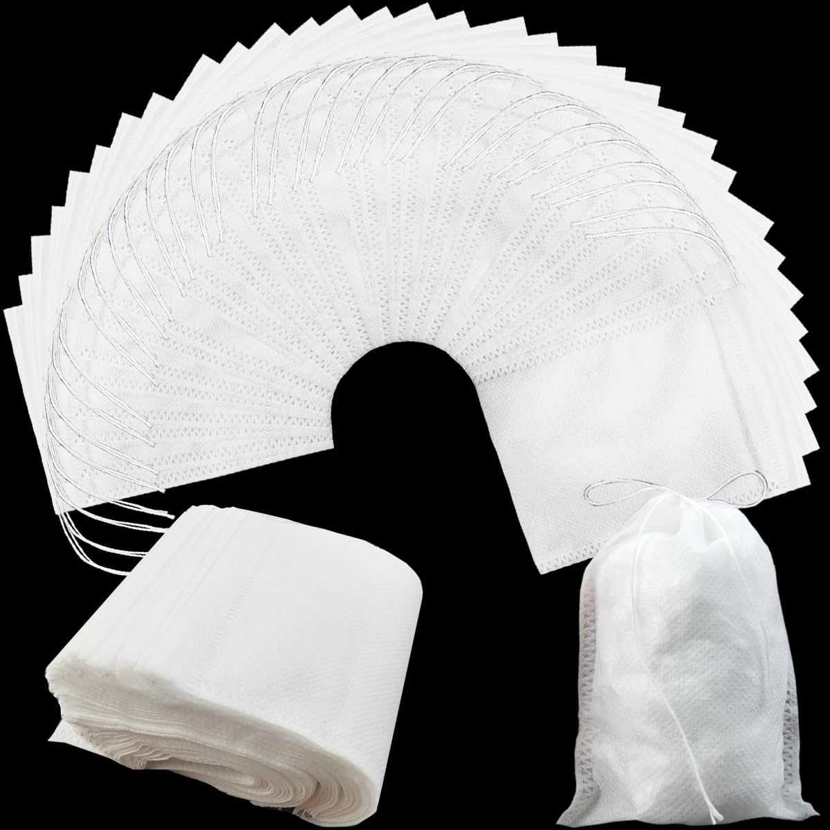 Ronyoung 300Pcs 4'' X 4.7'' Disposable Tea Filter Bags Tea Infusers Empty Muslin Drawstring Seal Filter Tea Bags Drawstring Herb