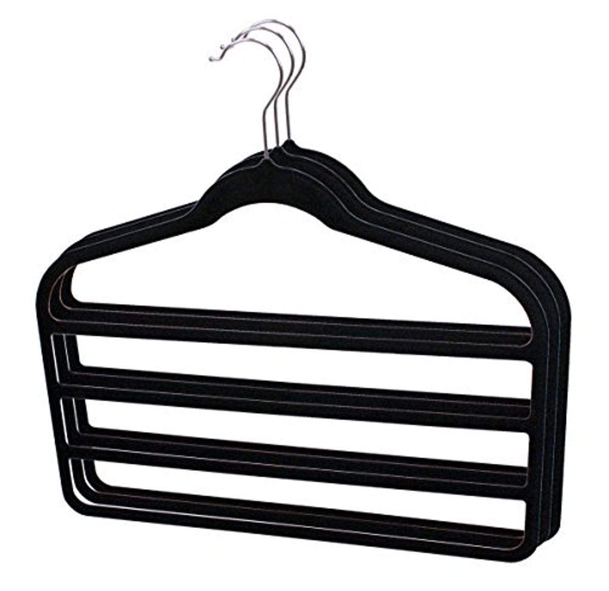 Home Basics Pant Closet (Pack Of 3), Black Trouser Hanger