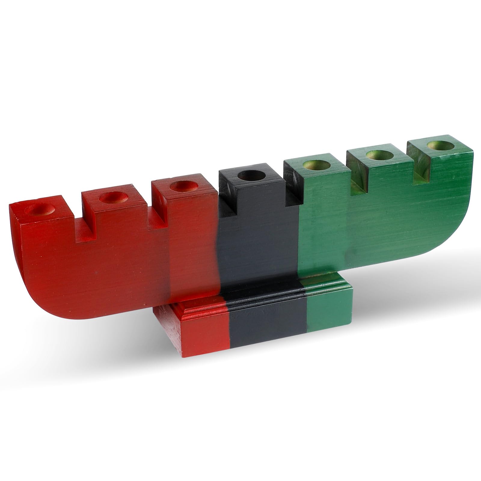 Sliner Kwanzaa Kinara Candle Holder Candle Handmade Wooden Holder for Table Taper Candles Candlesticks Decorations (Mixed Color)