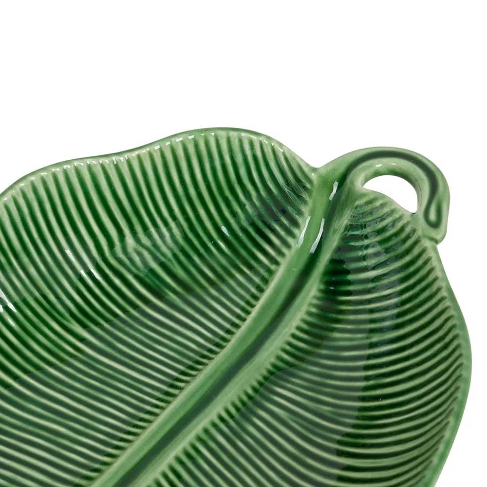 Bordallo Pinheiro Green Banana Leaf Earthenware Salad Bowl