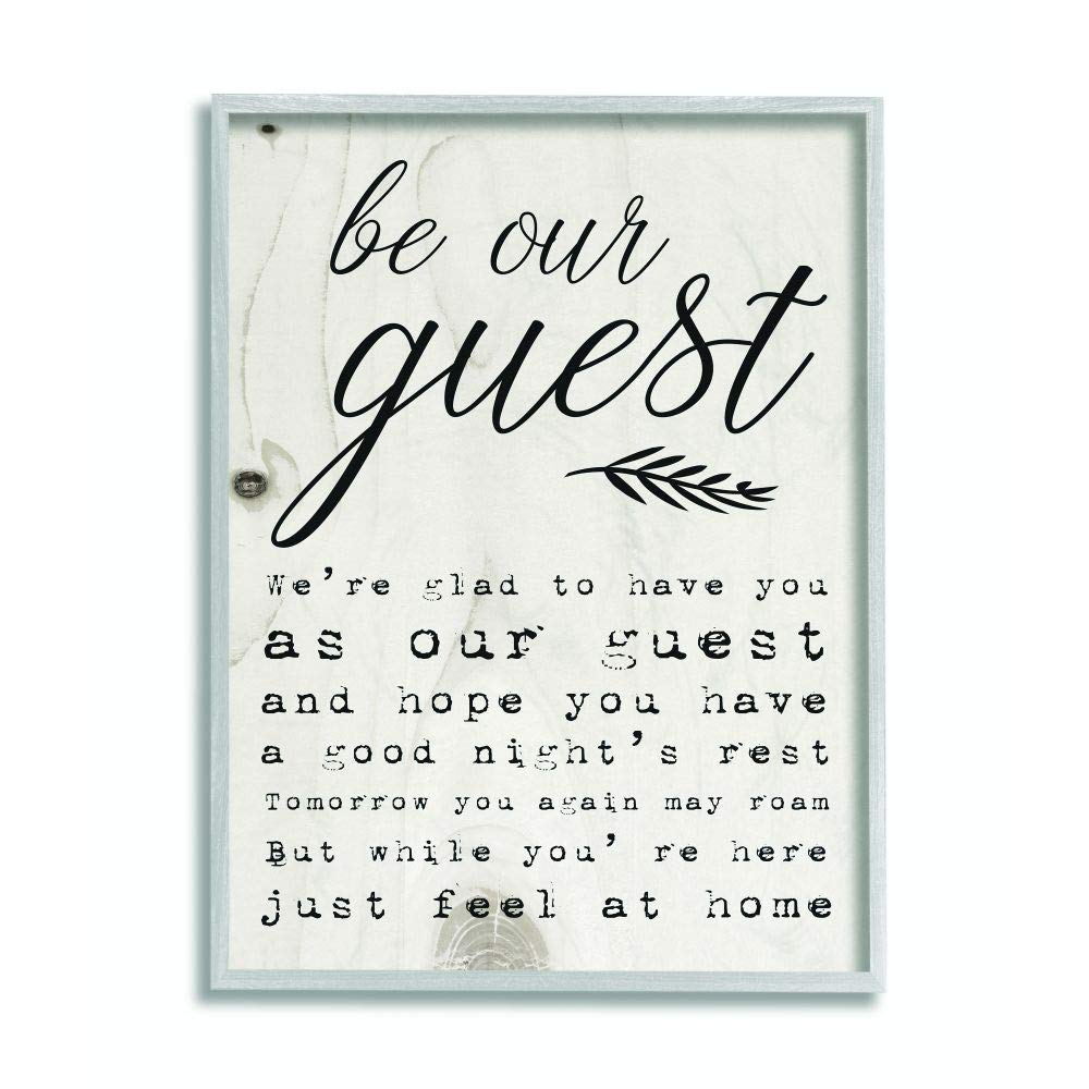 Stupell Industries Be Our Guest Poem Cursive Grey Framed Wall Art, 11 X 14, Design By Artist Daphne Polselli