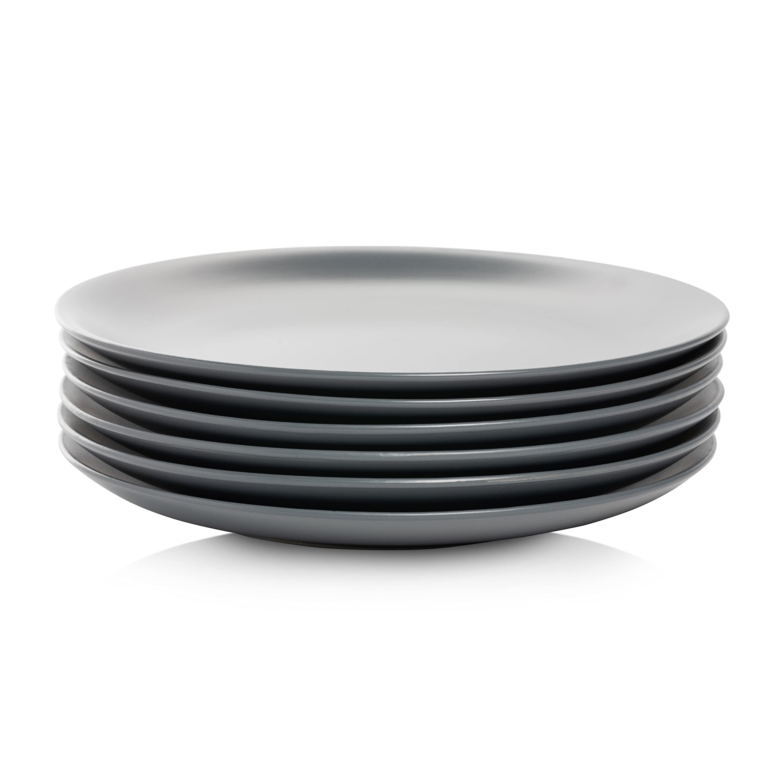 10 Strawberry Street Wazee Matte 105 coupe Dinner Plate, Set of 6, charcoal gray