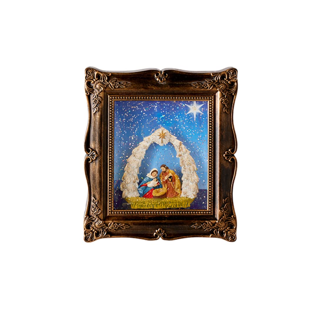 Raz Imports 2022 Holiday Water Lanterns 9 Holy Family Lighted Water Picture Frame