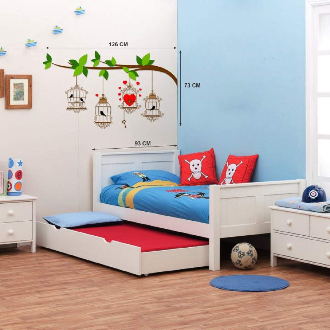 Merical Birdcase Key, Royal Ganesh, Royal Peacock, Baby Panda Wall Stickers for Living Room, Hall, Wall Dcor (Material: PVC Viny