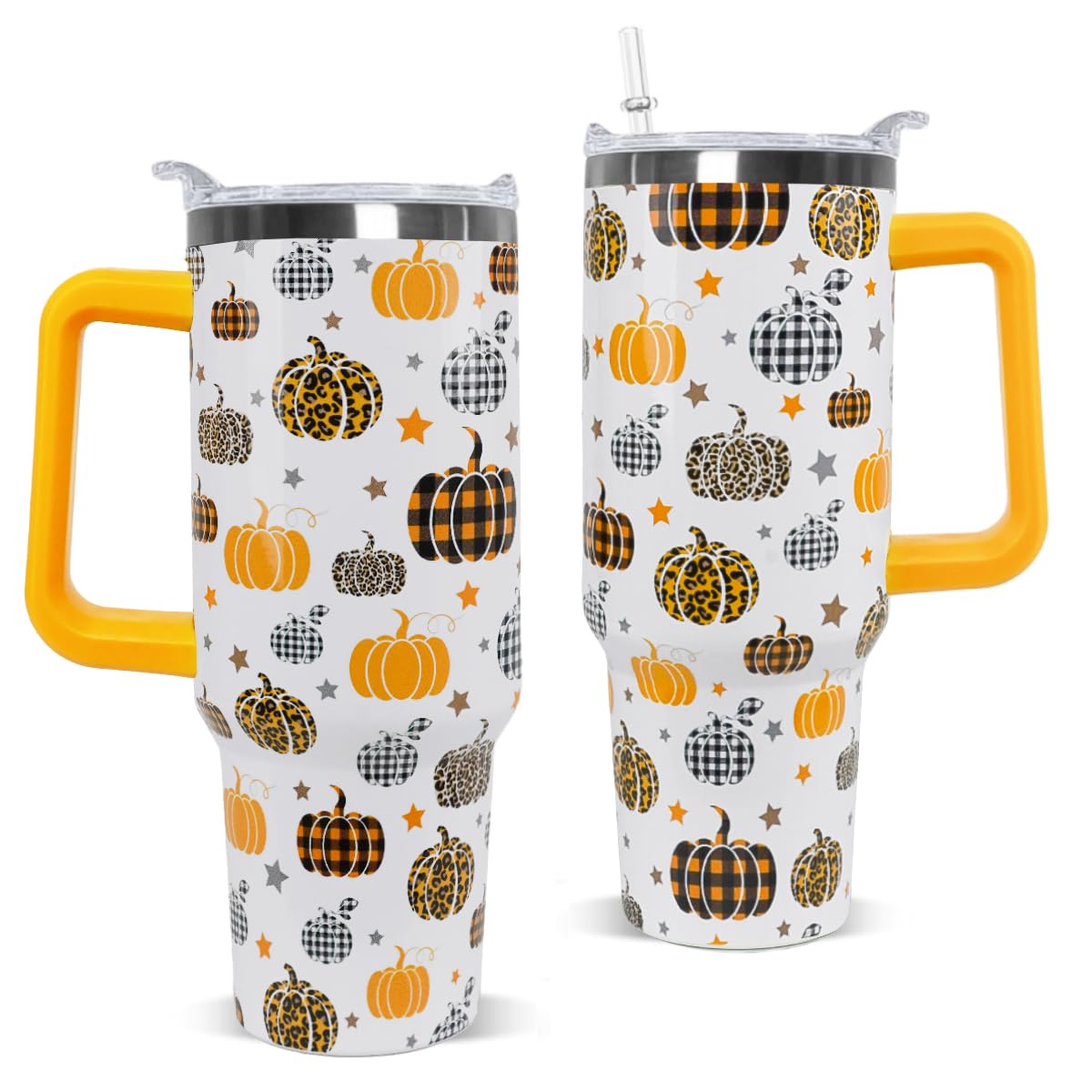 Nqhsionv Fall Tumbler 40 oz Thanksgiving Cup Pumpkin Coffee Travel Mug Autumn Stainless Steel Insulated Cups Water Bottler with 