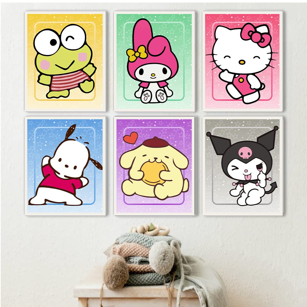 W.O.W.A - Hello Kitty Themed Nursery Decor For Baby Girls - Set Of 6 Vibrant Posters For Kids And Teens Bedroom (8''X10'', Unfra