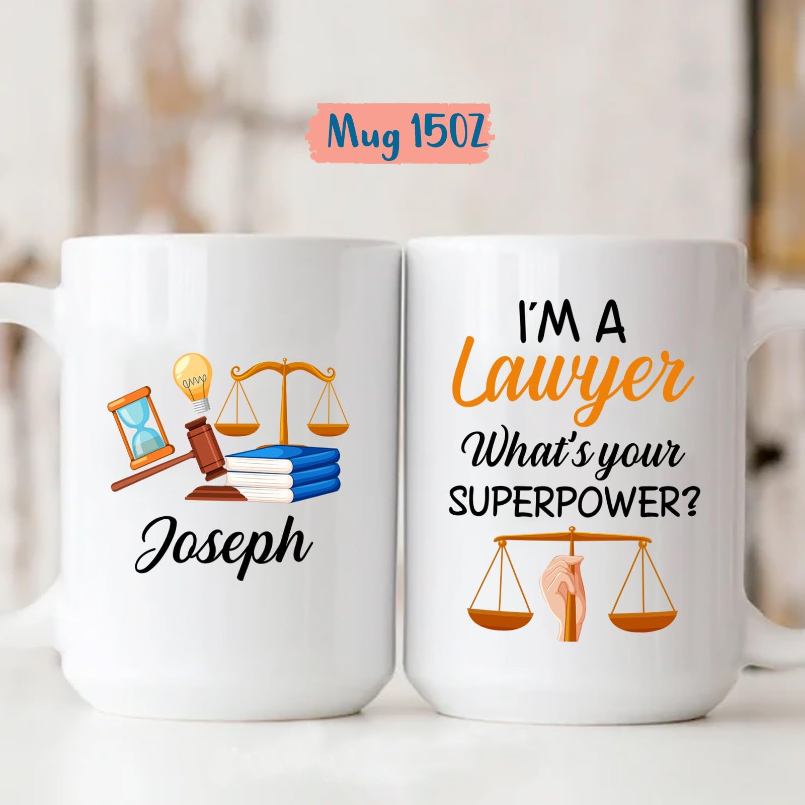 BixDori Customized Lawyer Name Mug, I'm A Lawyer Mug, Solicitor Coffee Cups, Personalized Attorney Ceramic Mug Gifts, Scales Of