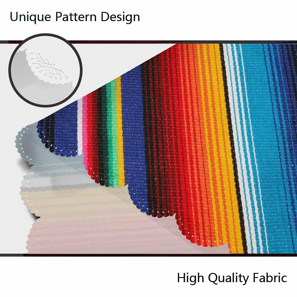Aoyego Colorful Mexican Table Cloth Stripes Lines Native Art Feature Bright Round Tablecloth 60 Inch For Dining Room, Party, Ban