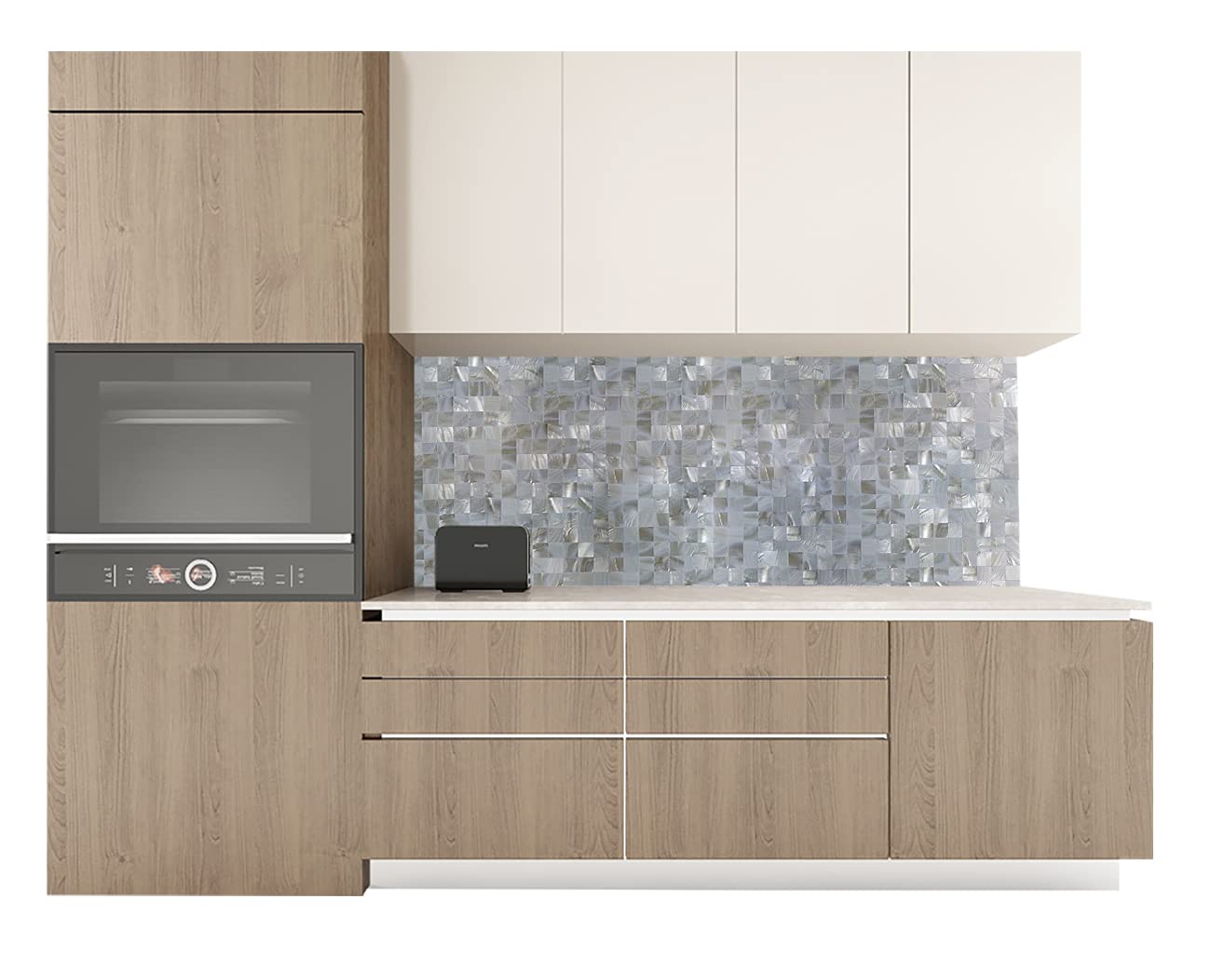 Mother of Pearl Peel and Stick Backsplash MOP Shell Mosaic Subway Tile, for Living Room Background Wall and Kitchen 12In x 12In