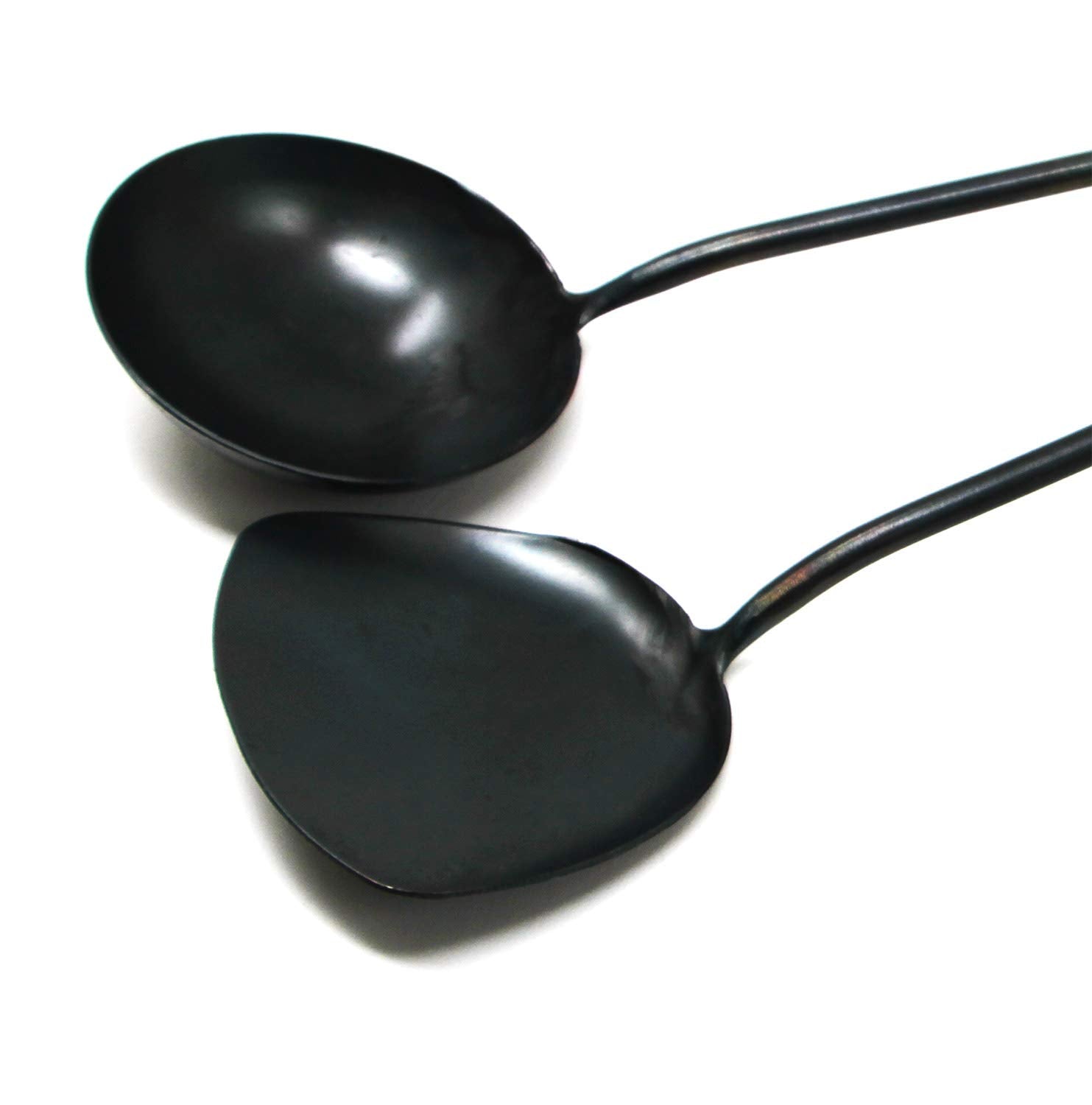 Serenita Traditional Hand Hammered Forged Wok Ladle Spatula Set, Protects Chinese Hammered Wok. No Harmful Coating. Non-Stick Wi