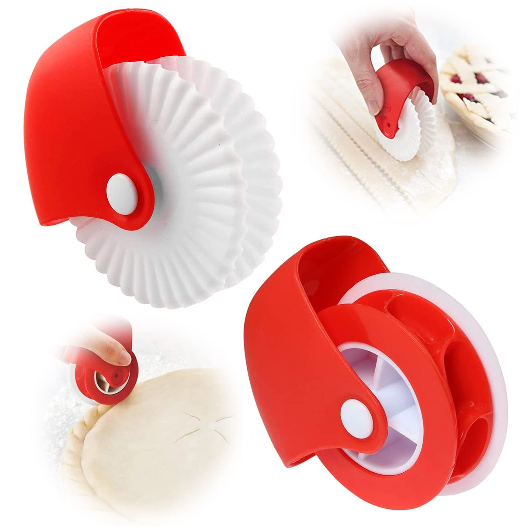 Ginfonr 2 Pack Pastry Cutting Wheel, Pastry Wheel Decorator Pie Crust Pastry Wheel And Cutter For Cutting Pastry, Rolled Pastry