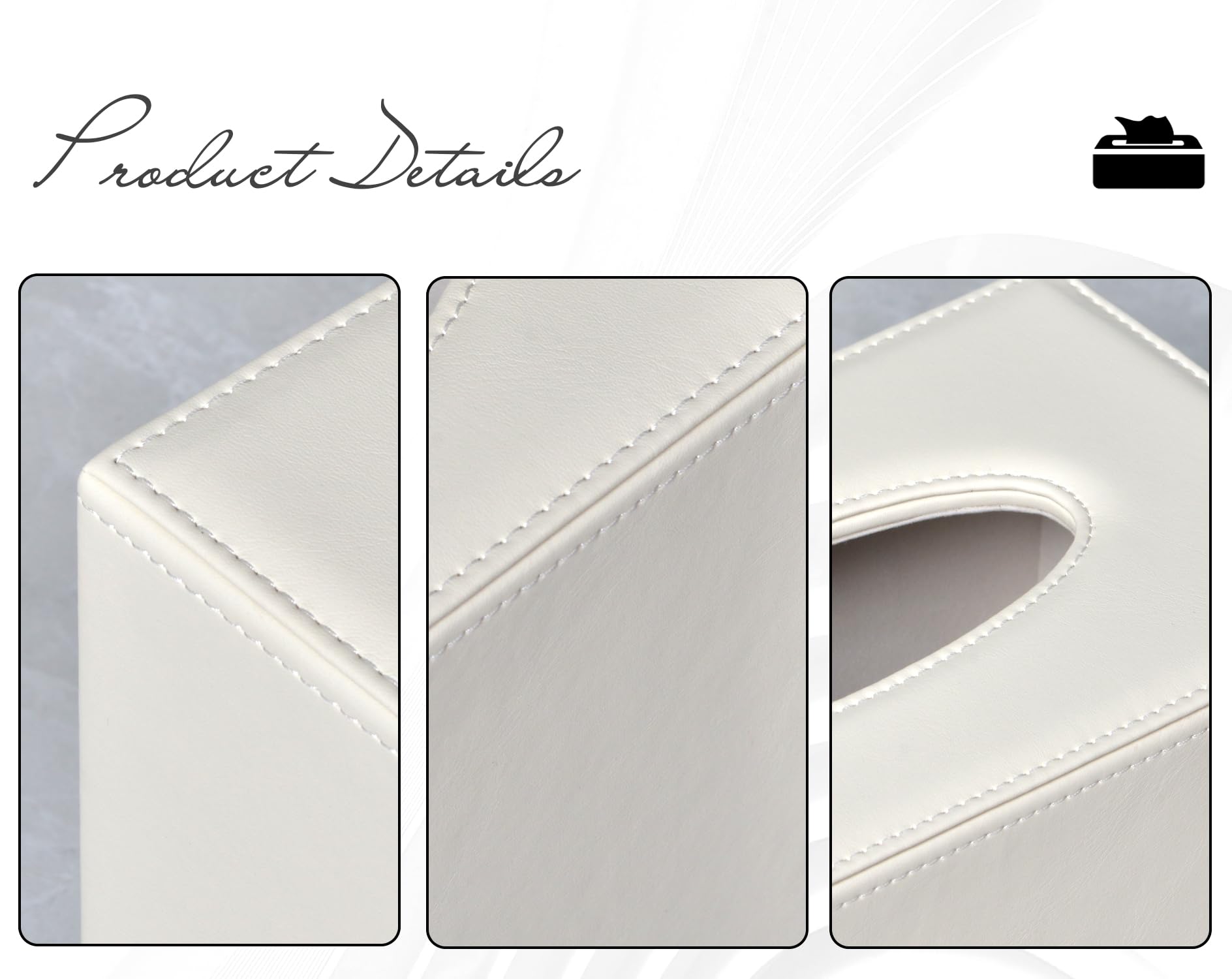 Colylan Tissue Box Cover Rectangular Tissue Box Holder For Bathroom (White)