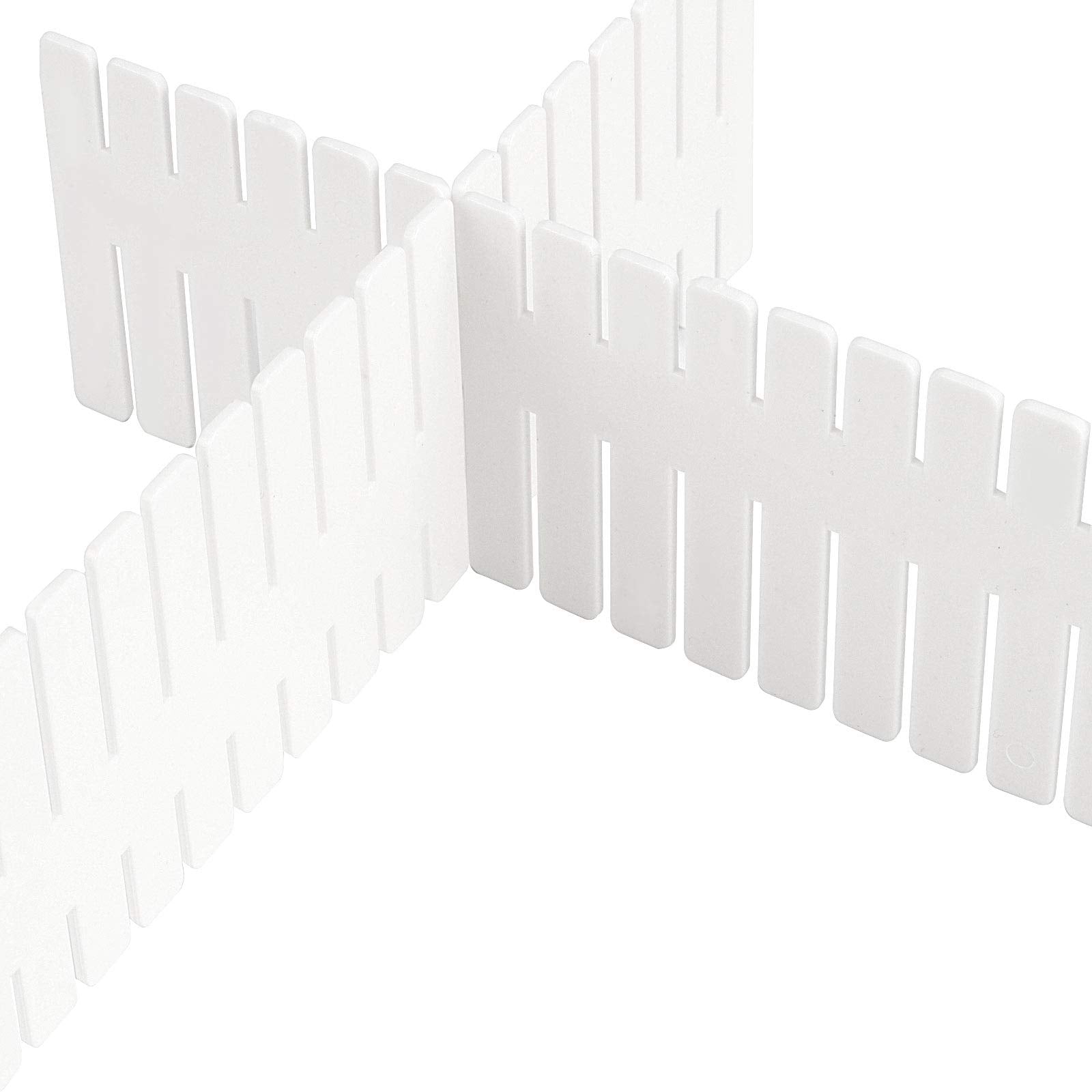 ZOENHOU 60 PCS 12.6 x 2.76 Inch White Drawer Dividers, Adjustable Premium Plastic Drawer Divider Organizers for Makeup Drawers D