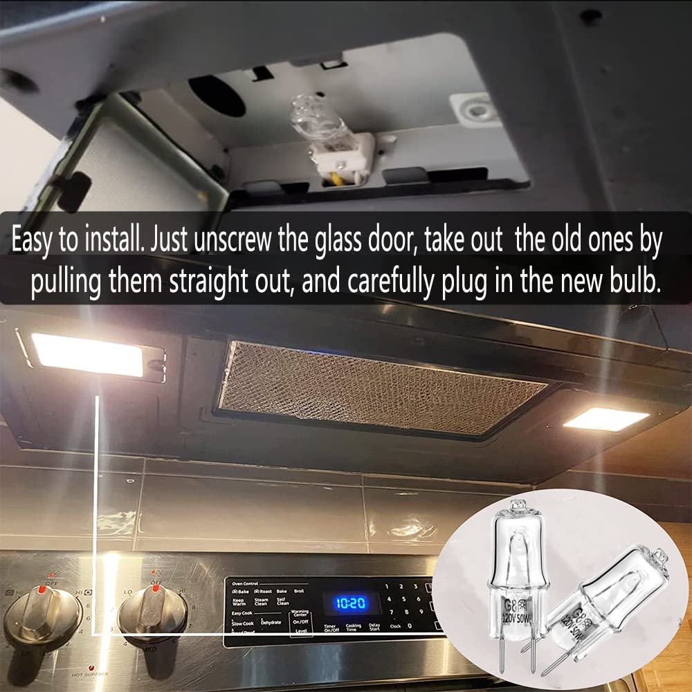Light Bulb For Ge Microwave Oven- Halogen Light Bulb Fits For Ge Over The Stove Range Microwave Hood,G8/50W/120V,Night Light/Sto