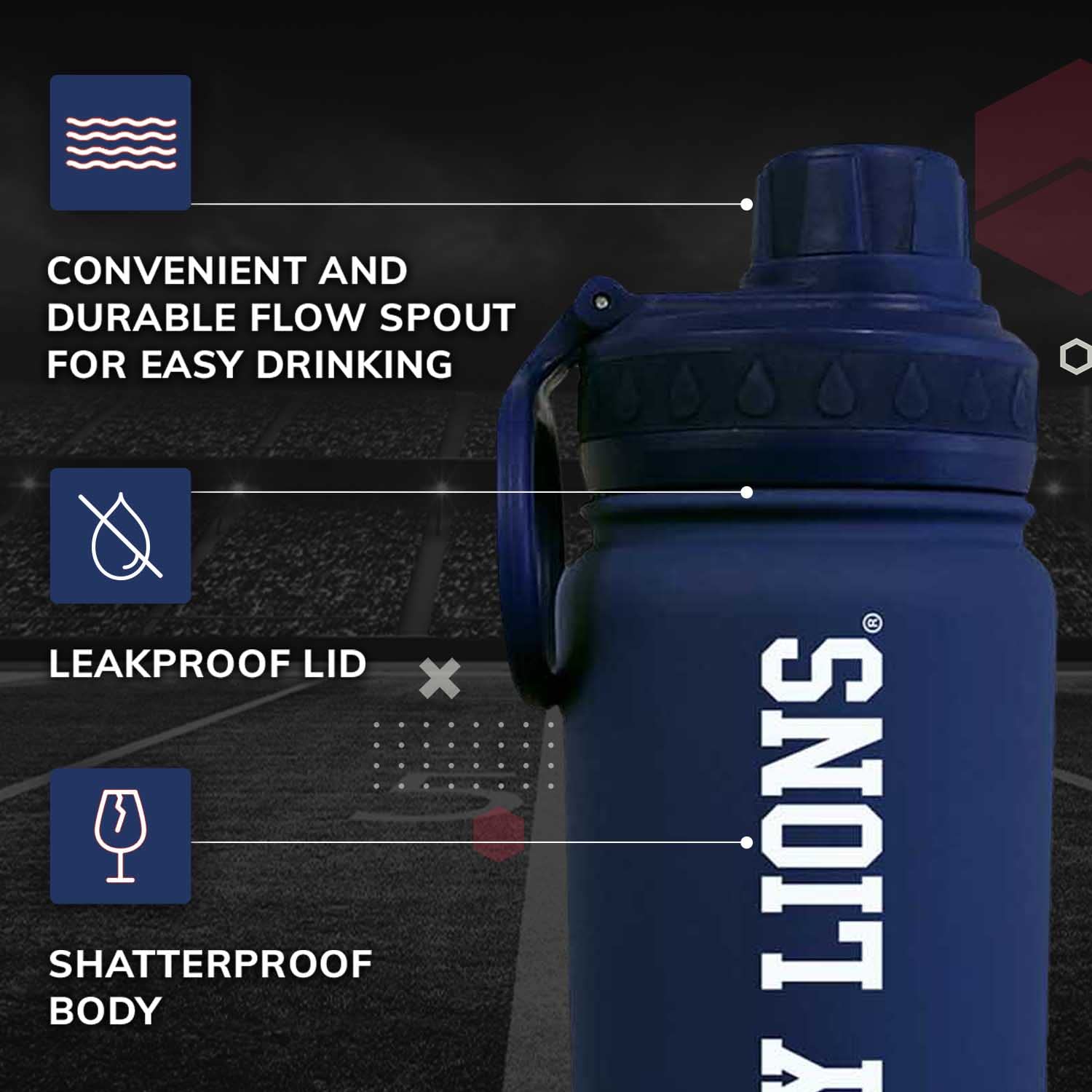 Campus Colors Ncaa Stainless Steel Water Bottle - Twist On Cap - 24 Oz - Carry Clip - Keeps Your Drinks Hot Or Cold For Hours (P