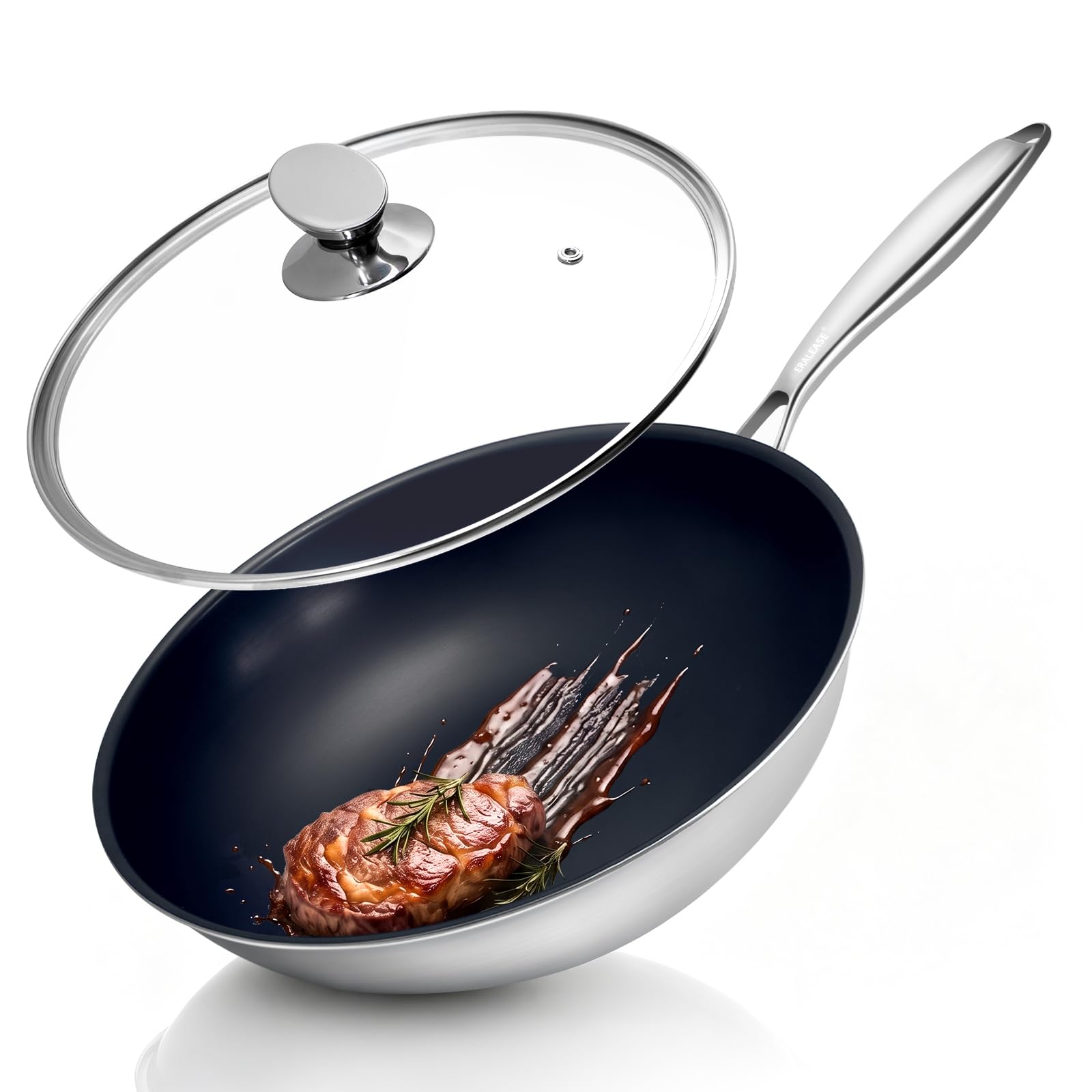 Titanium Wok Pans for Cooking, 12 Nonstick Fry Pan, Dishwasher & Oven Safe