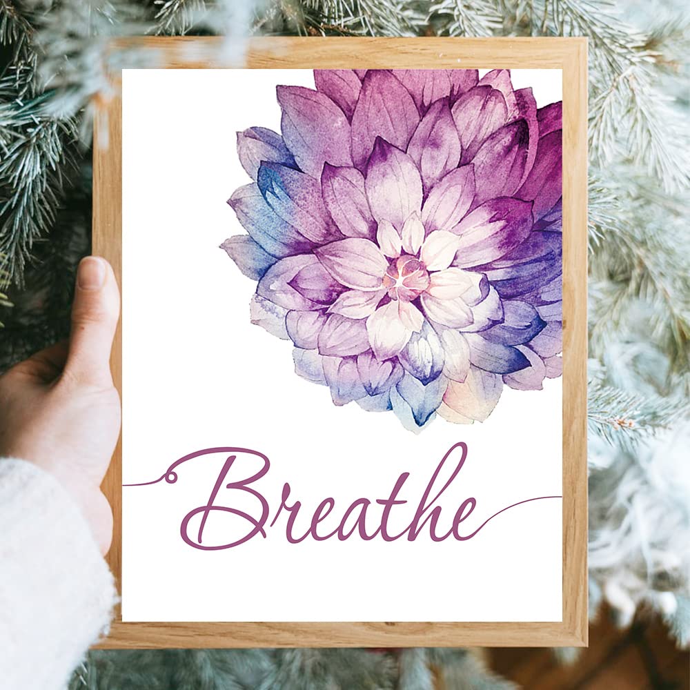 Iiiluyot Pink Purple Flowers Relax Soak Unwind Breathe Wall Decor Office Corridor Decor Poster Wall Bathroom Locker Home Decor,